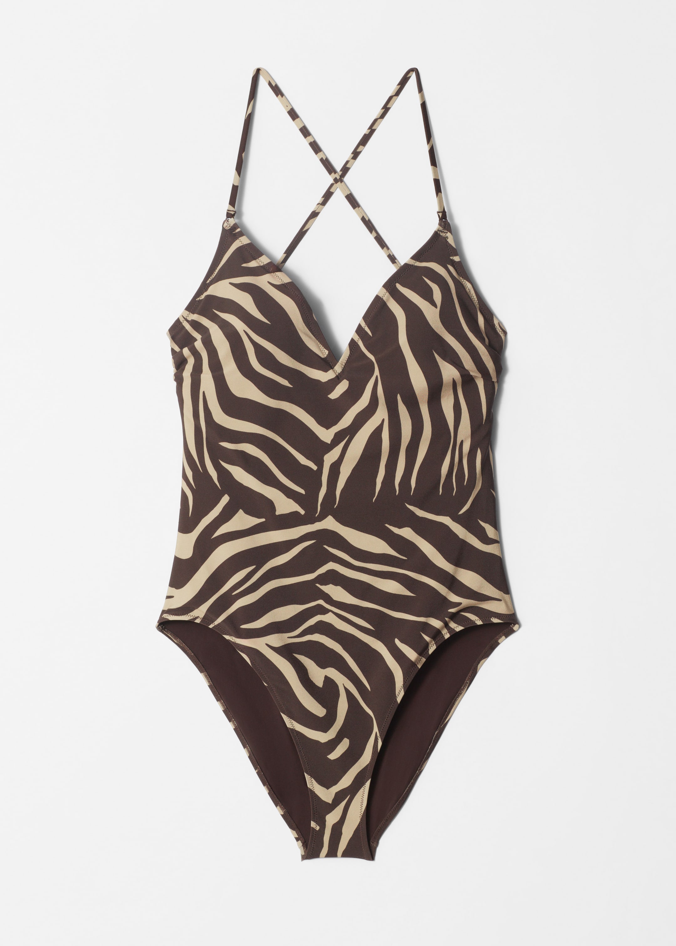 Grösseres Bild ansehen: Badeanzug mit V-Ausschnitt - Braun/Beige - DAMEN | H&M CH 1