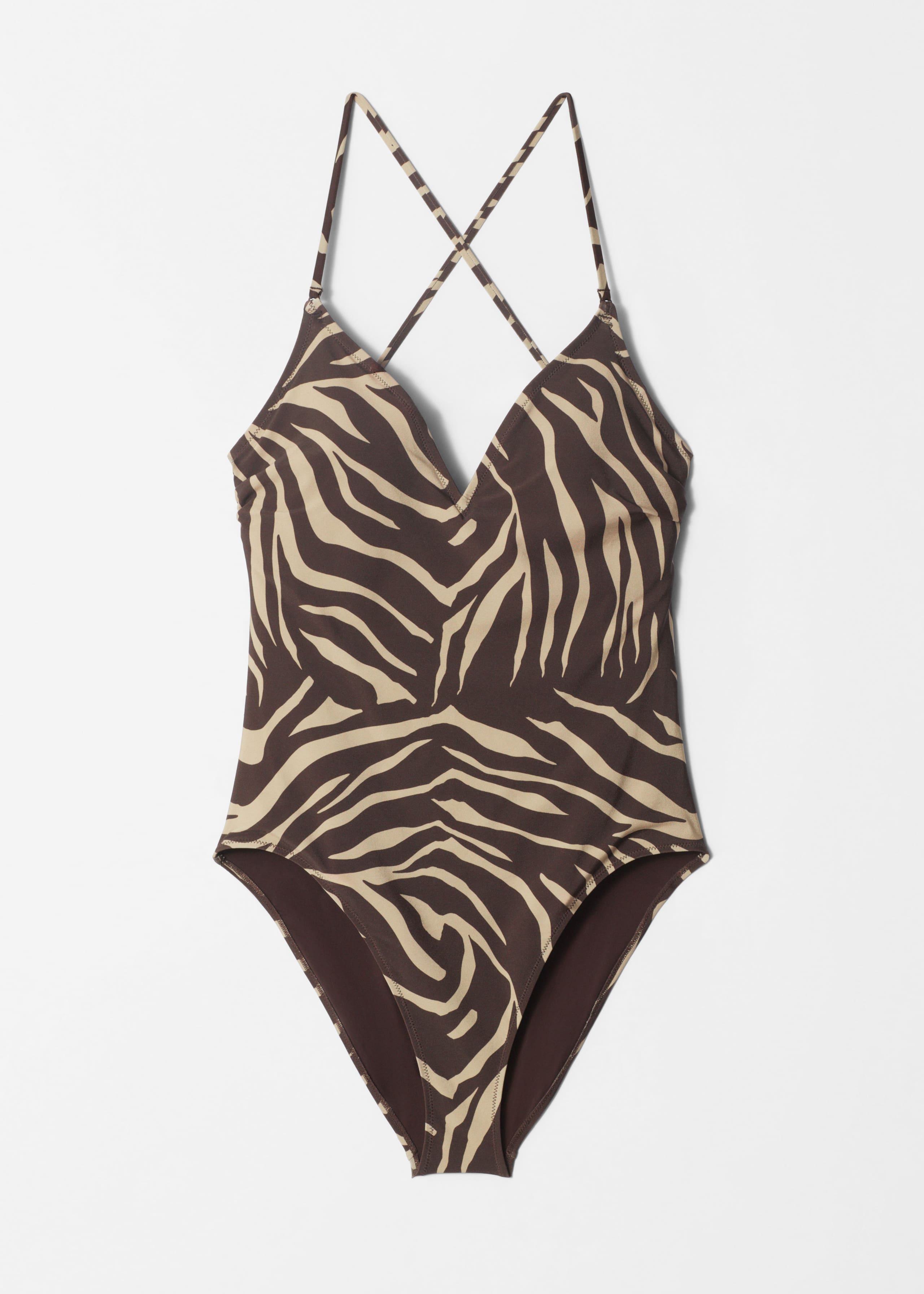 Traje de baño con corte en pico - Marrón/Beige - Bodegón