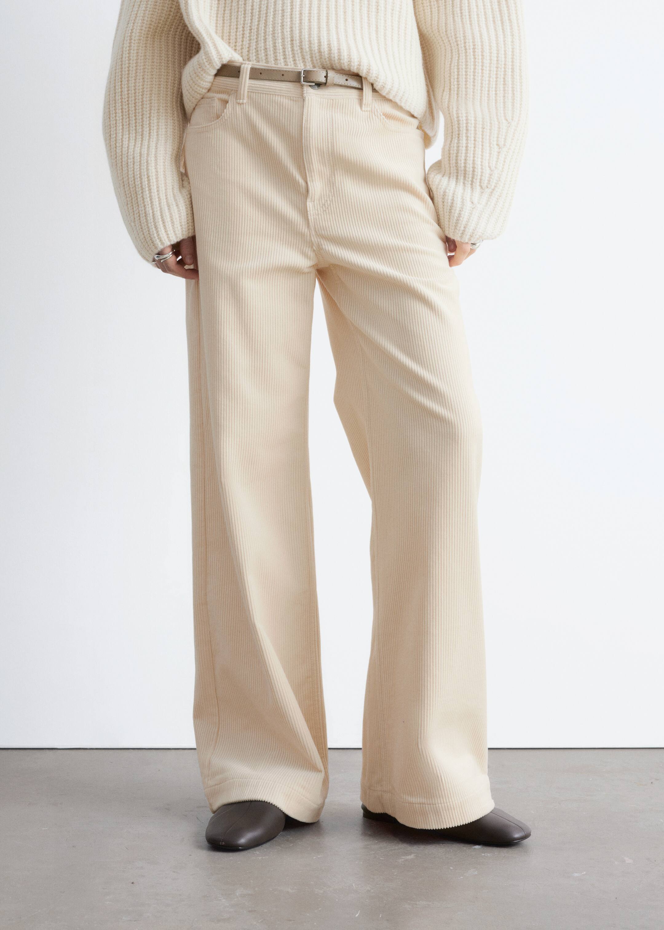 Ingrandisci l'immagine: Wide-Leg Corduroy Trousers - Cream - DONNA | H&M CH 2