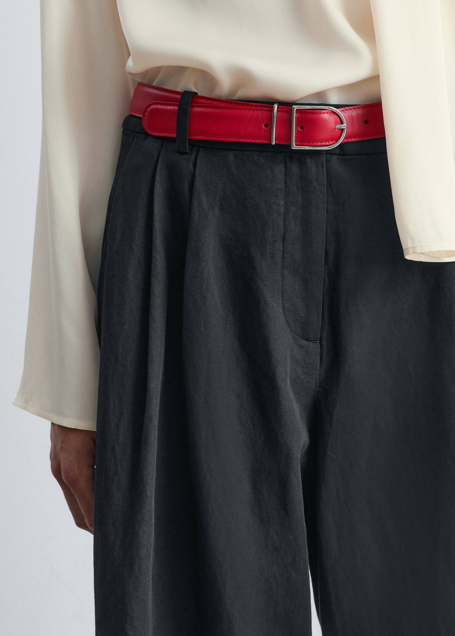 Pantalon large - Noir/Couleur crème - 3