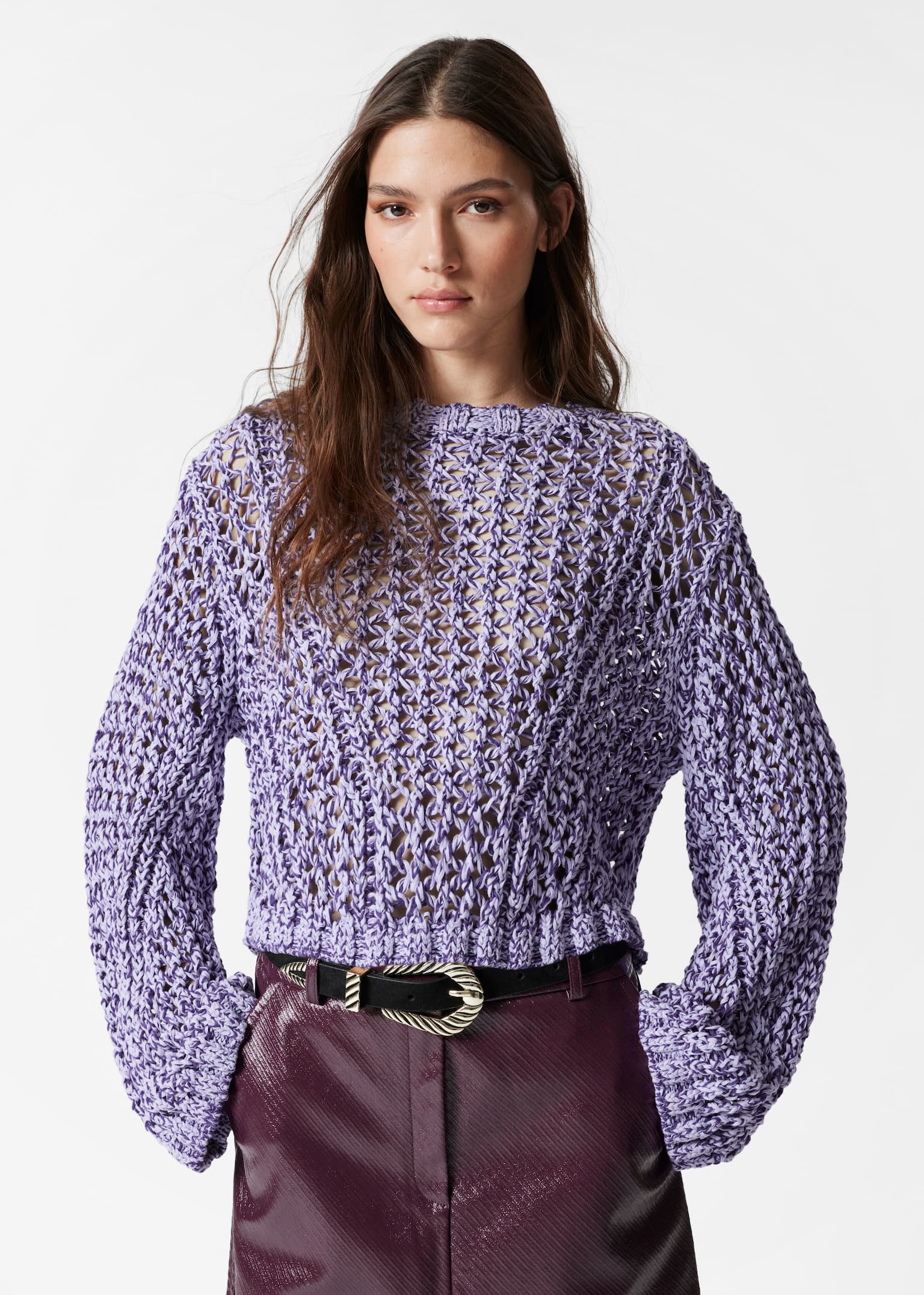 Pullover traforato - Viola