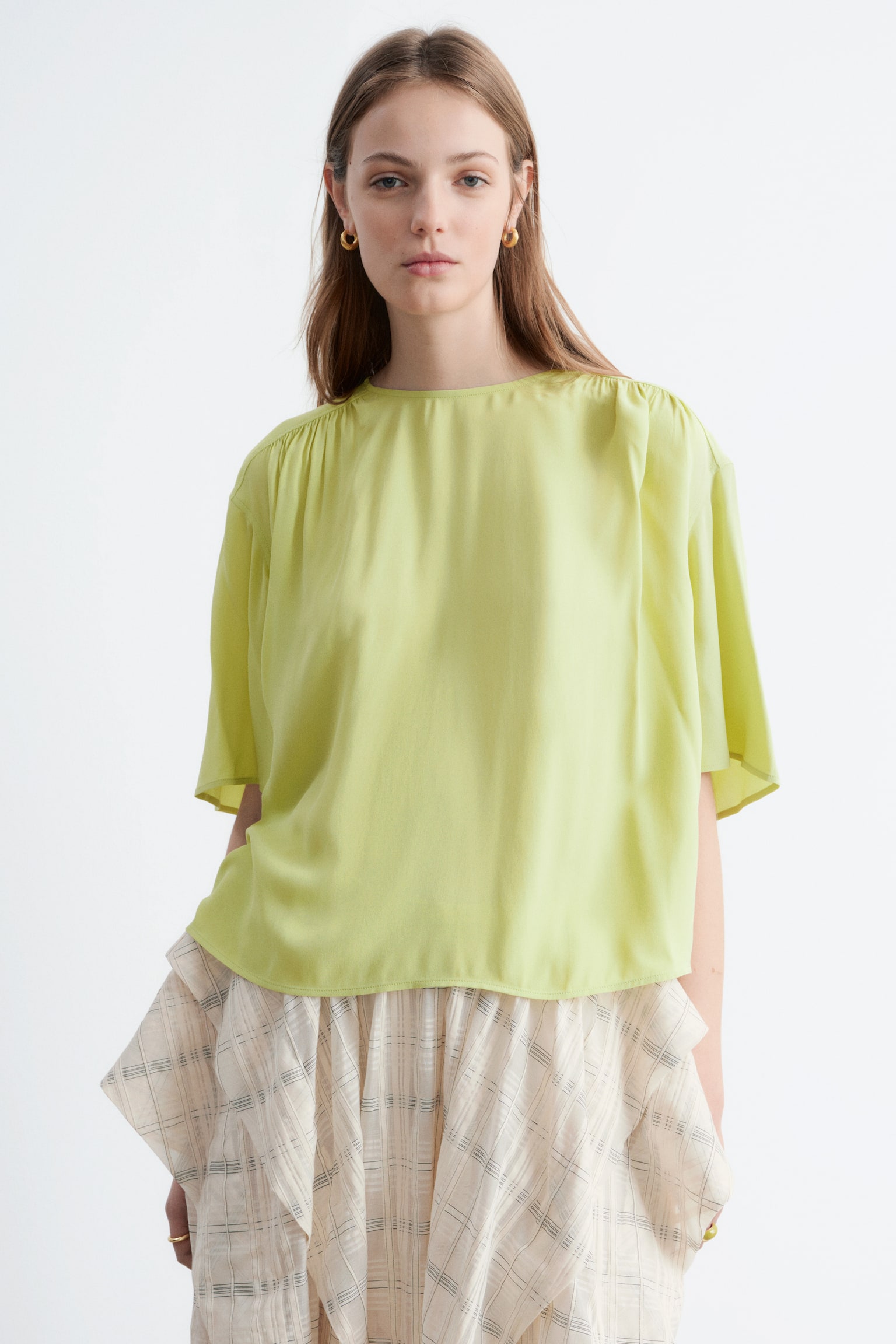 Gathered Crepe Blouse - 1