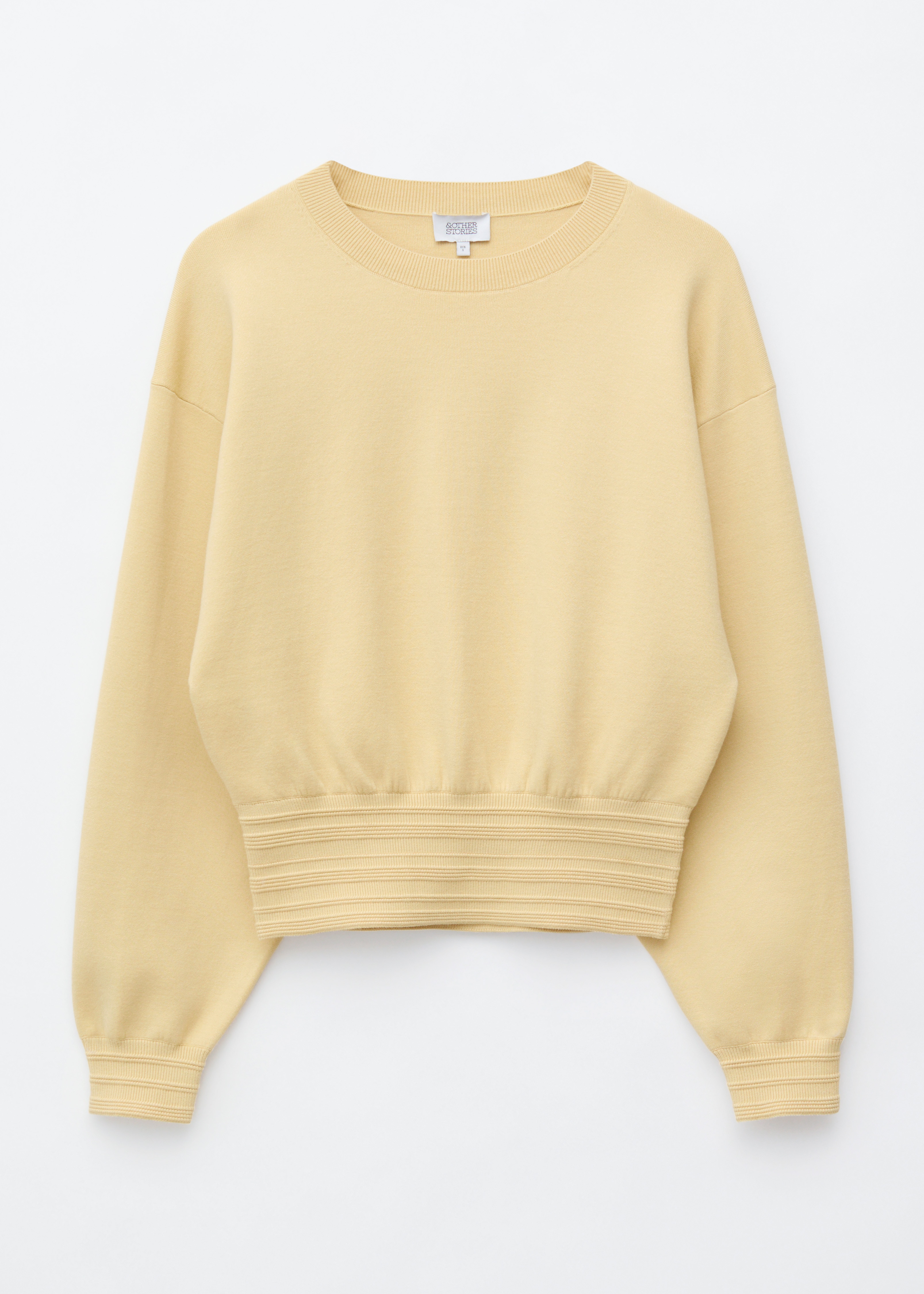 Rib-Trim Knitted Jumper - Cream/Black