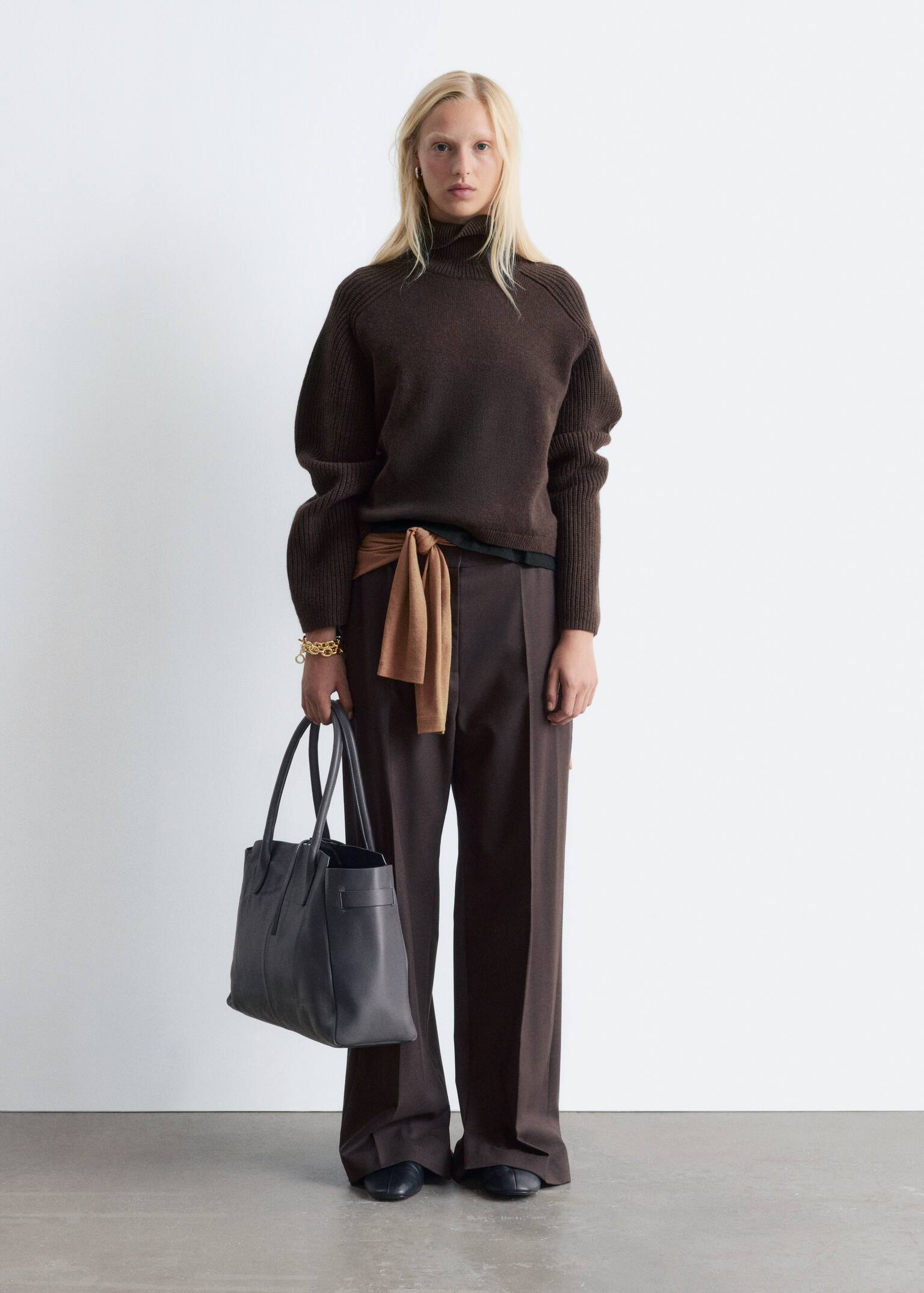 Dolcevita boxy - Marrone scuro/Blu scuro