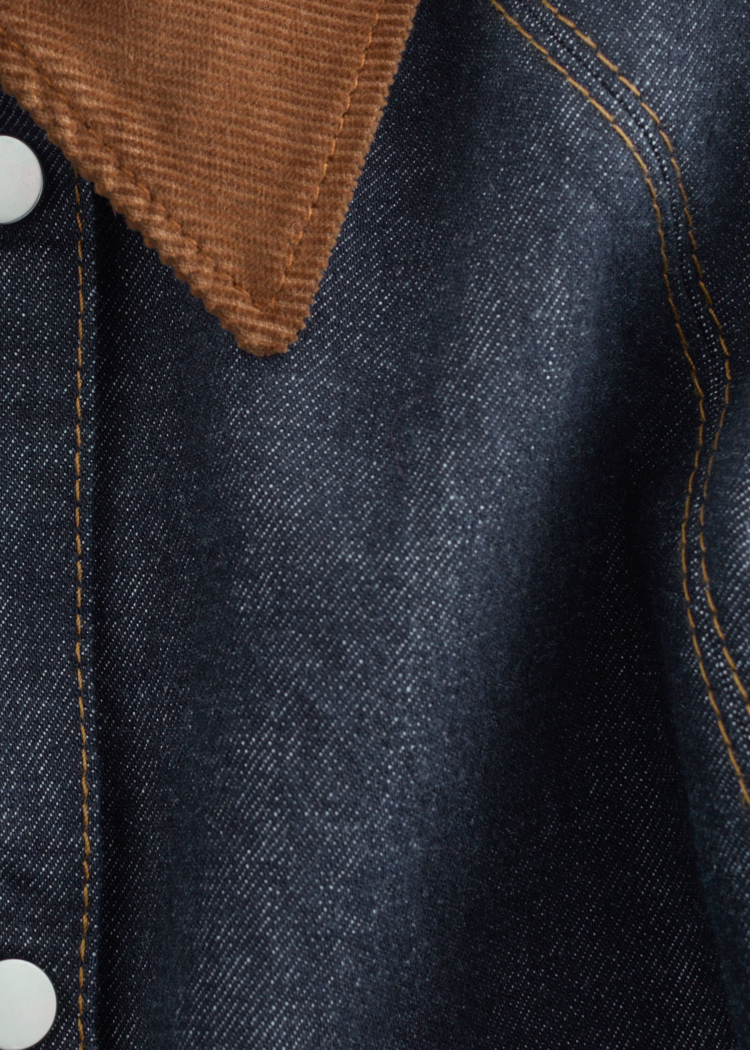 Image of Short Cord-Collar Denim Jacket