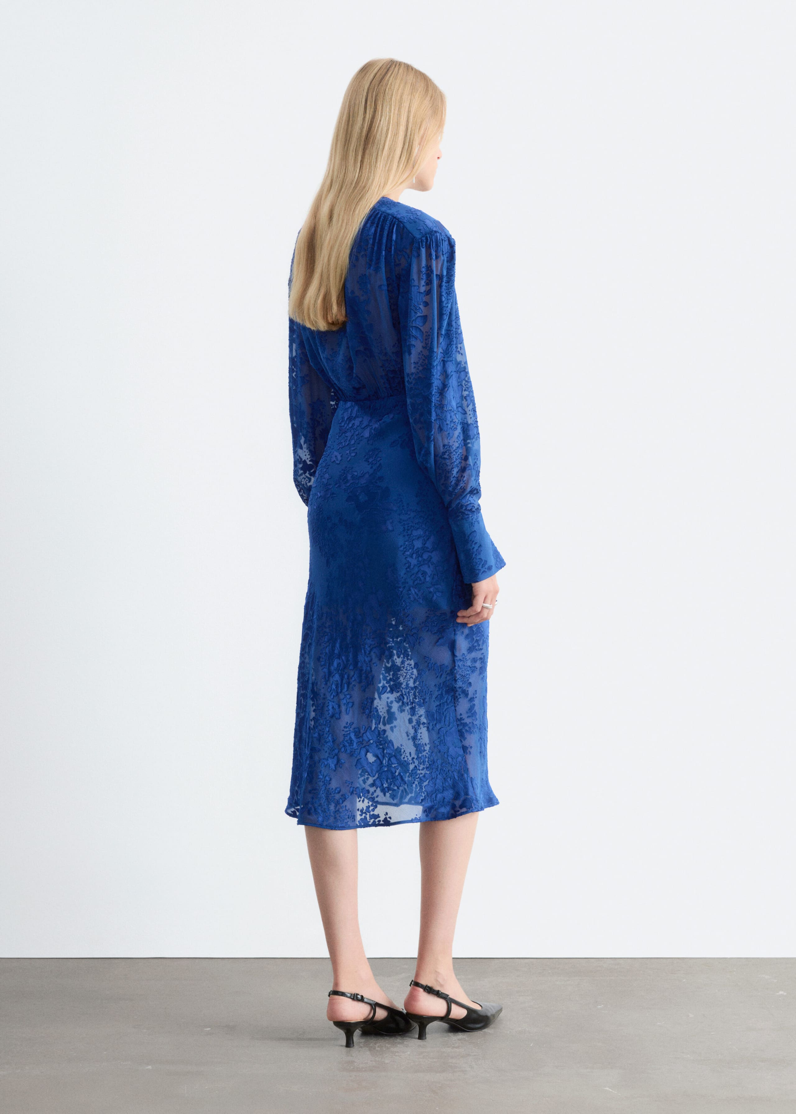 Silk-Blend Chiffon Dress - Blue/Florals - Lookbook