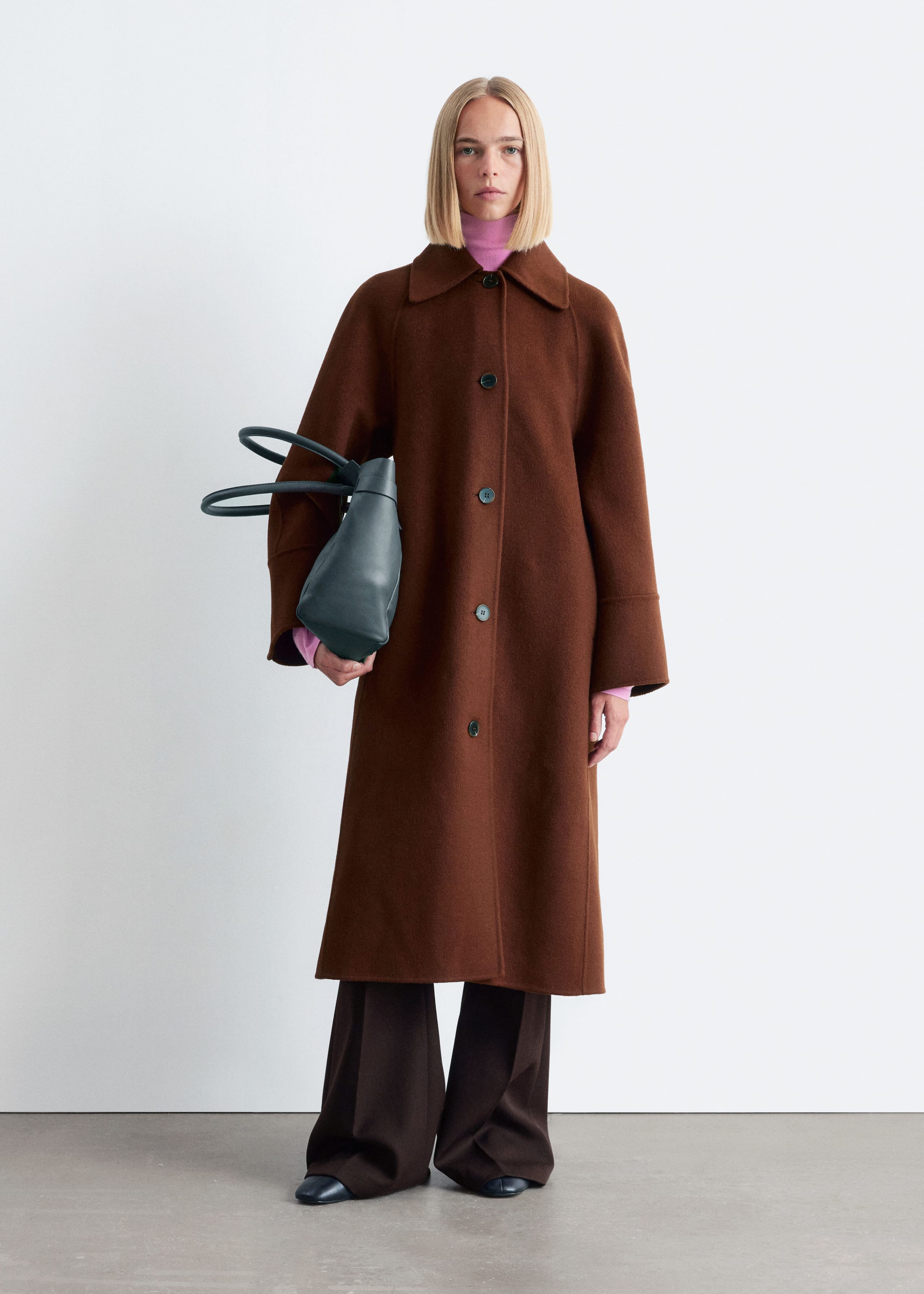 Image of Tie-Belt Wool Car Coat