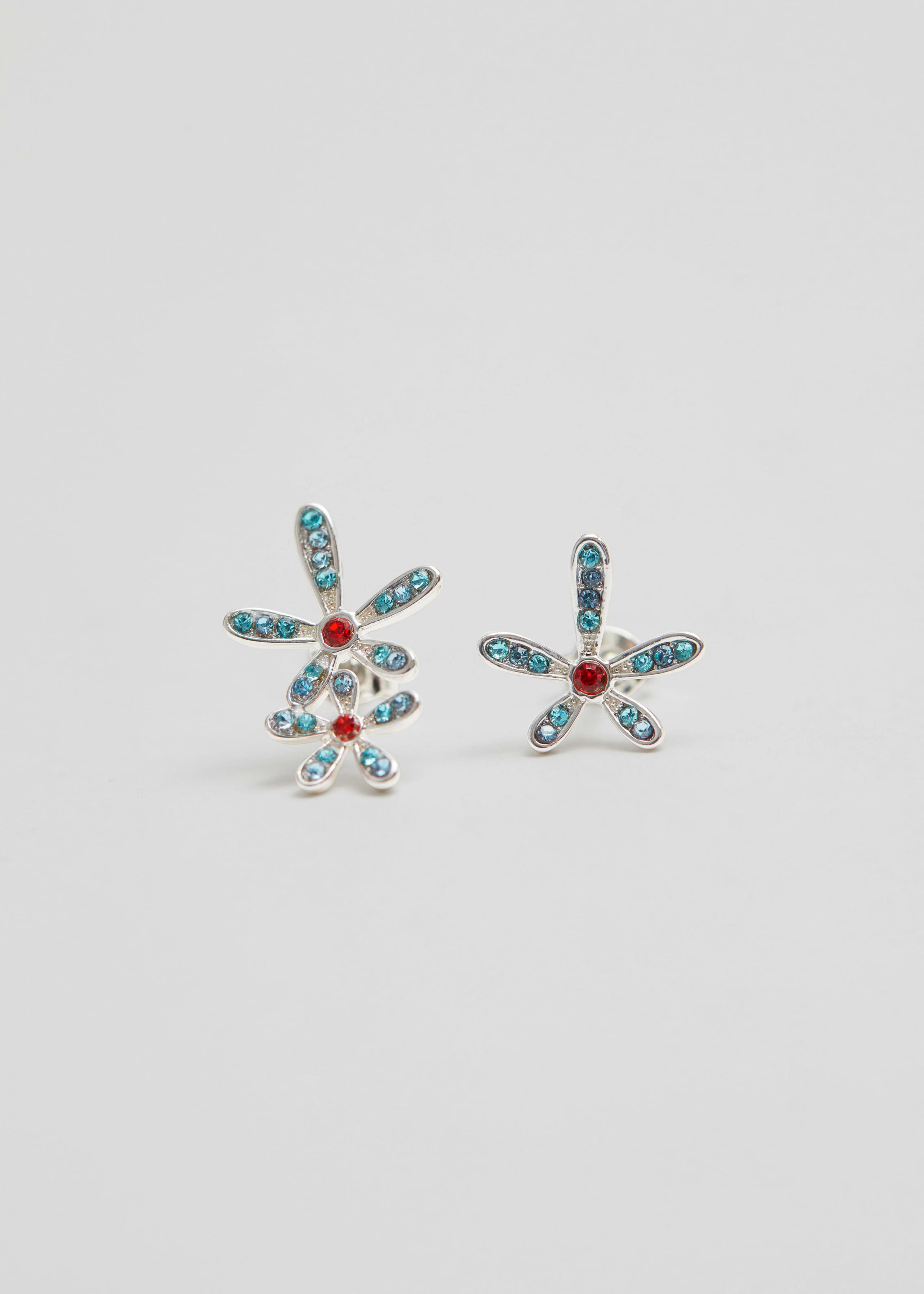 FlowerStudEarrings - Silver/Cyan - Bodegón
