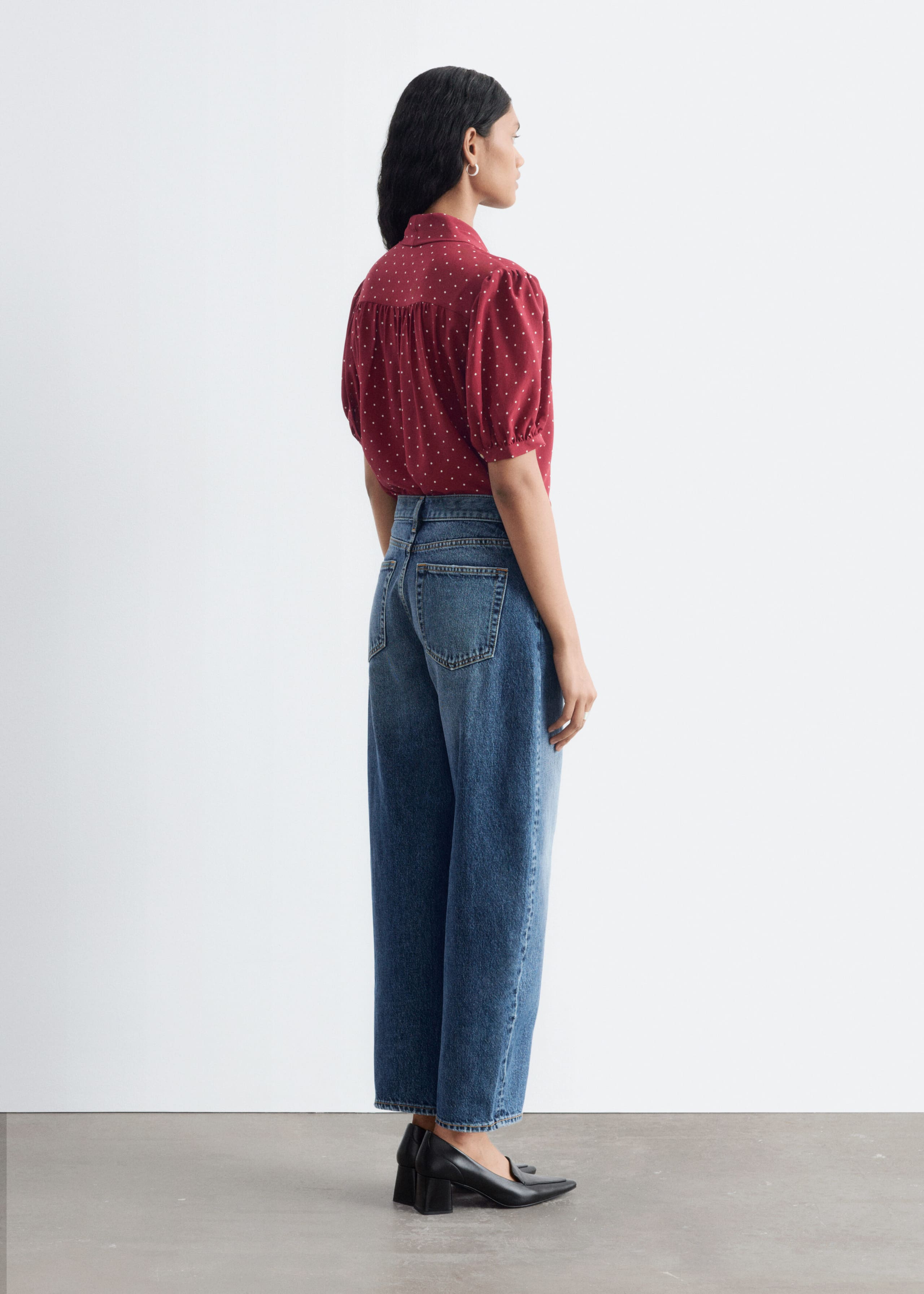 Printed Tie-Neck Silk Blouse - Bright Blue/Pattern - Lookbook