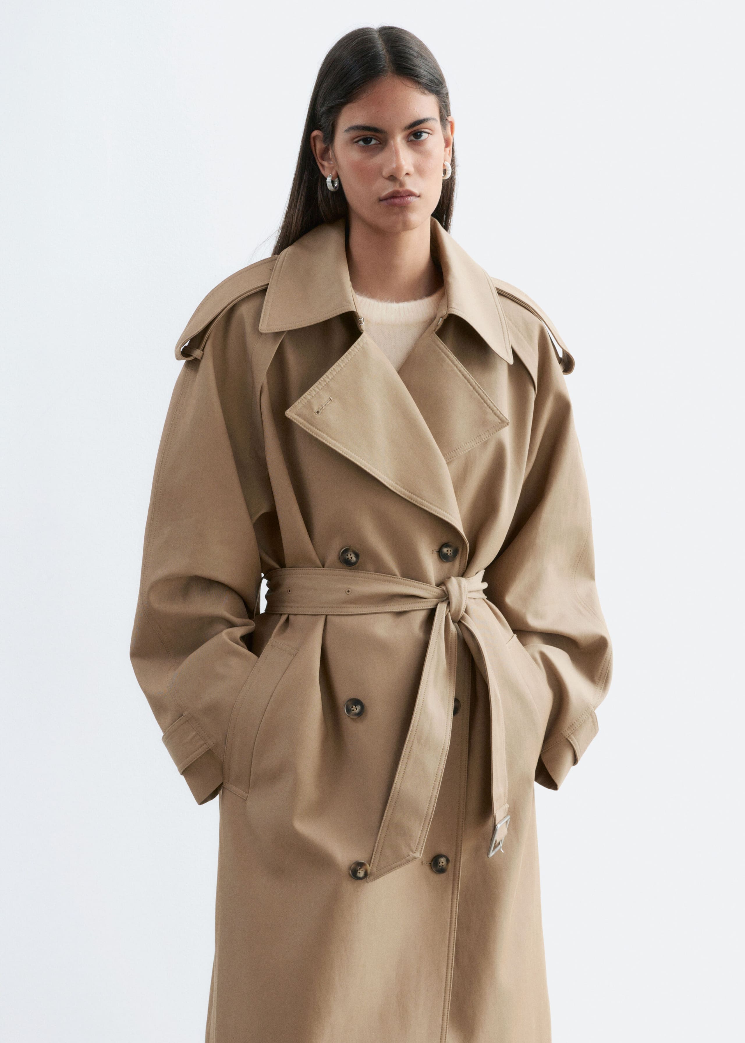 Relaxed Trench Coat - Beige - Lookbook