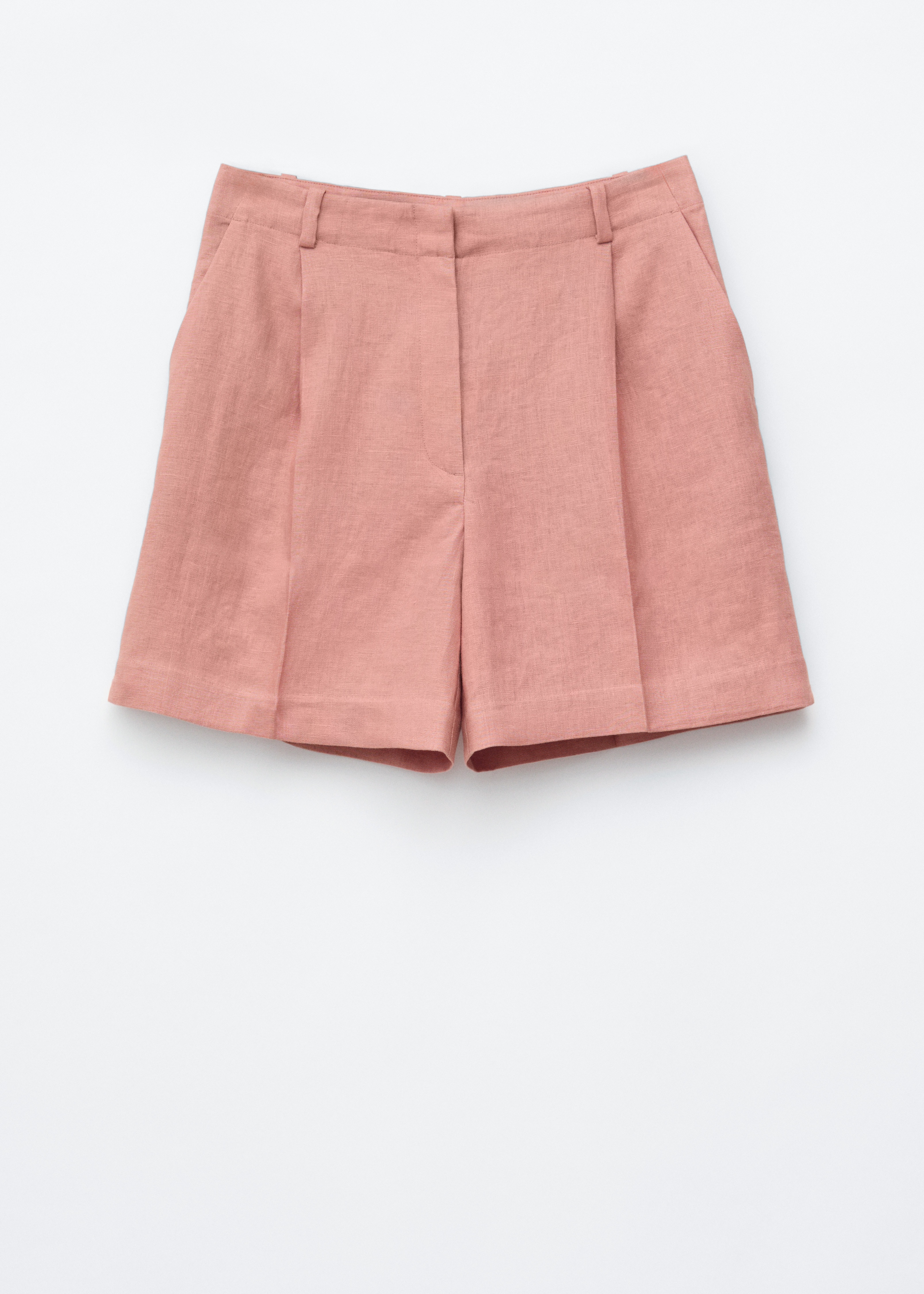 Geplooide linnen short - Warm taupe/Beige/Donkerbruin