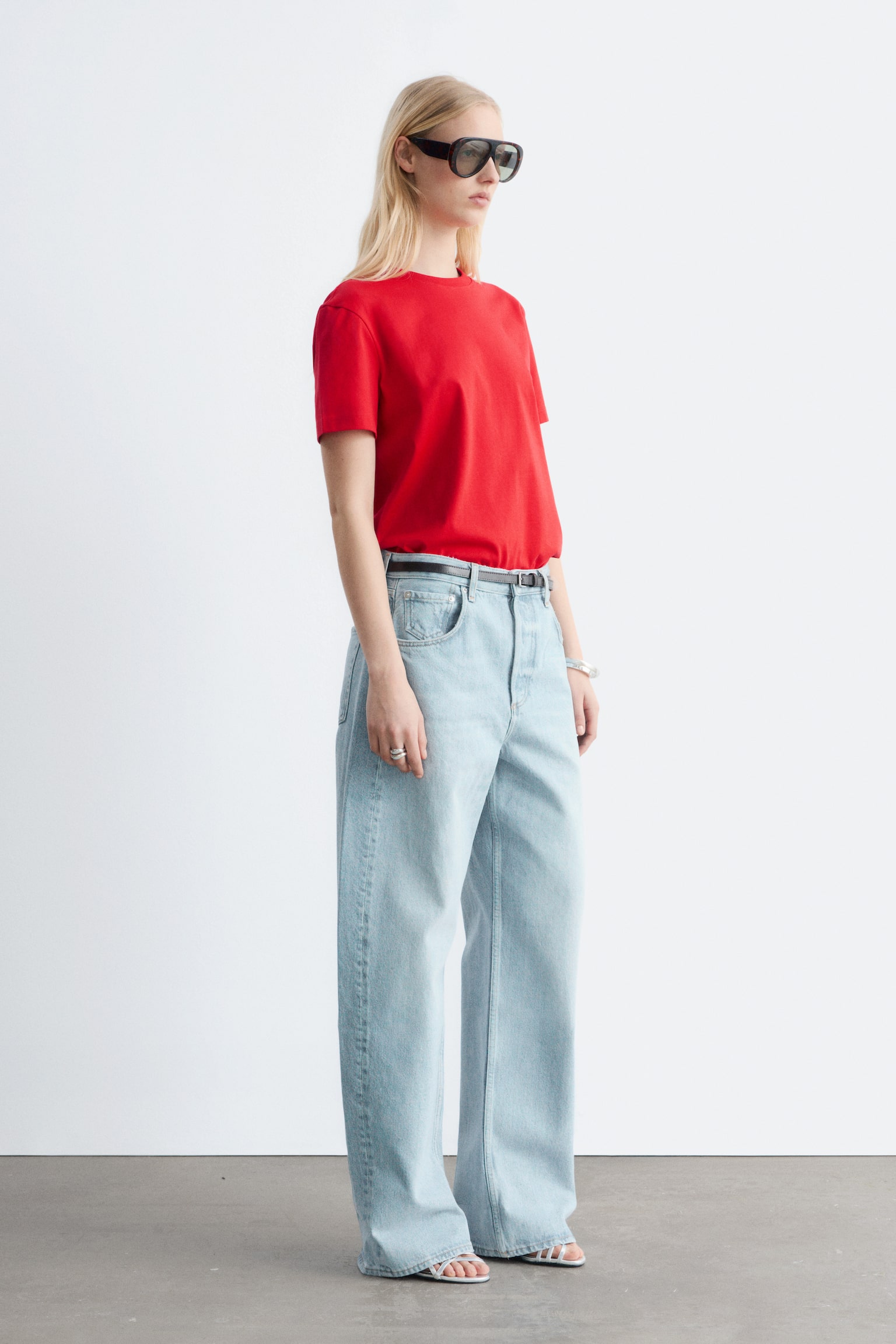 Tricou din bumbac cu guler rotund - Roșu/Alb/Albastru Deschis/Galben/Roz deschis/Maro închis/Bleumarin/Alb Dungi/Negru/Dungi Roz/Maro/Liliac - 10