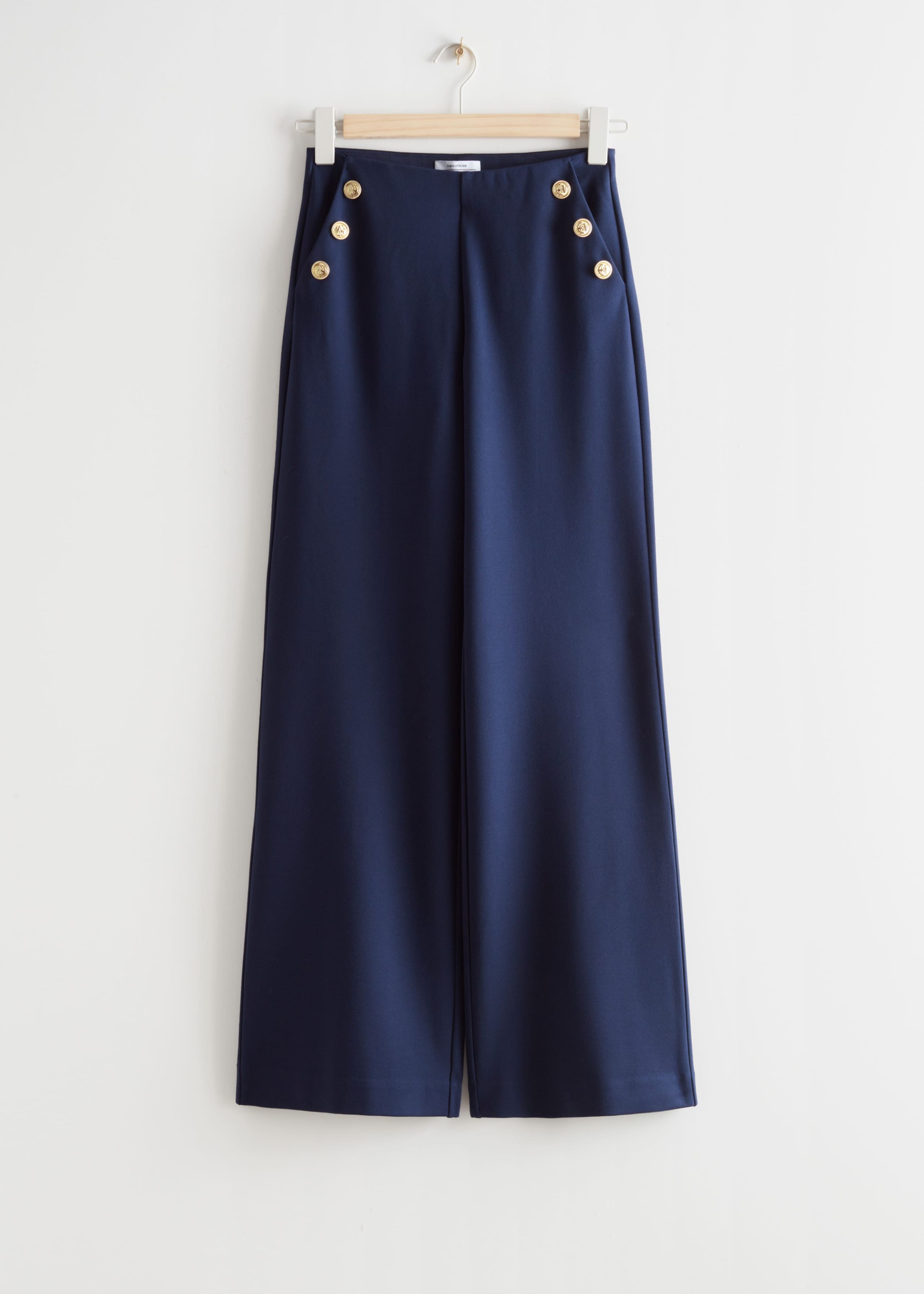 Flared Buttoned Trousers - Dark Blue - Natura morta