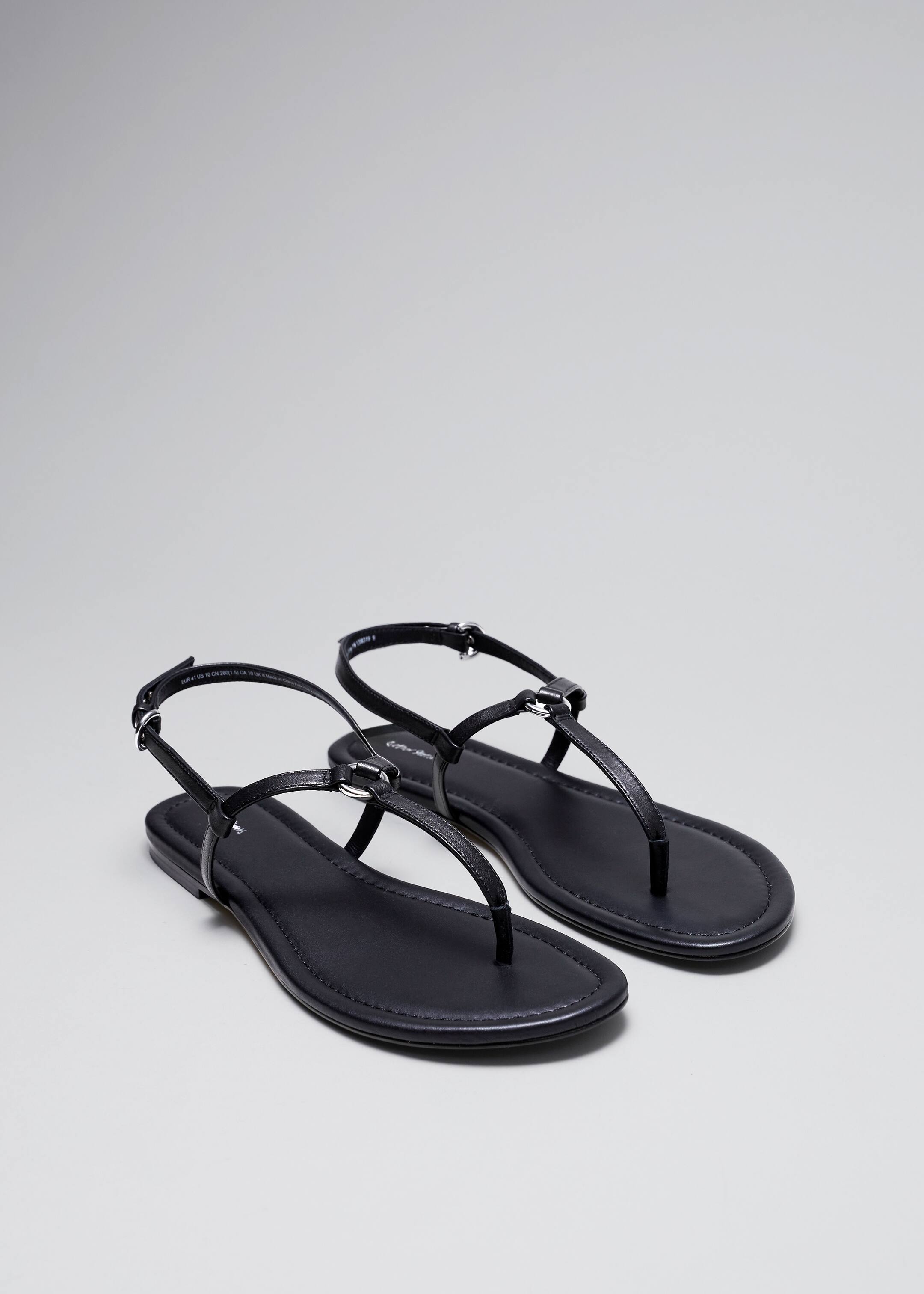 View larger image: T-bar Leather Sandals - Black - Ladies | H&M GB 2