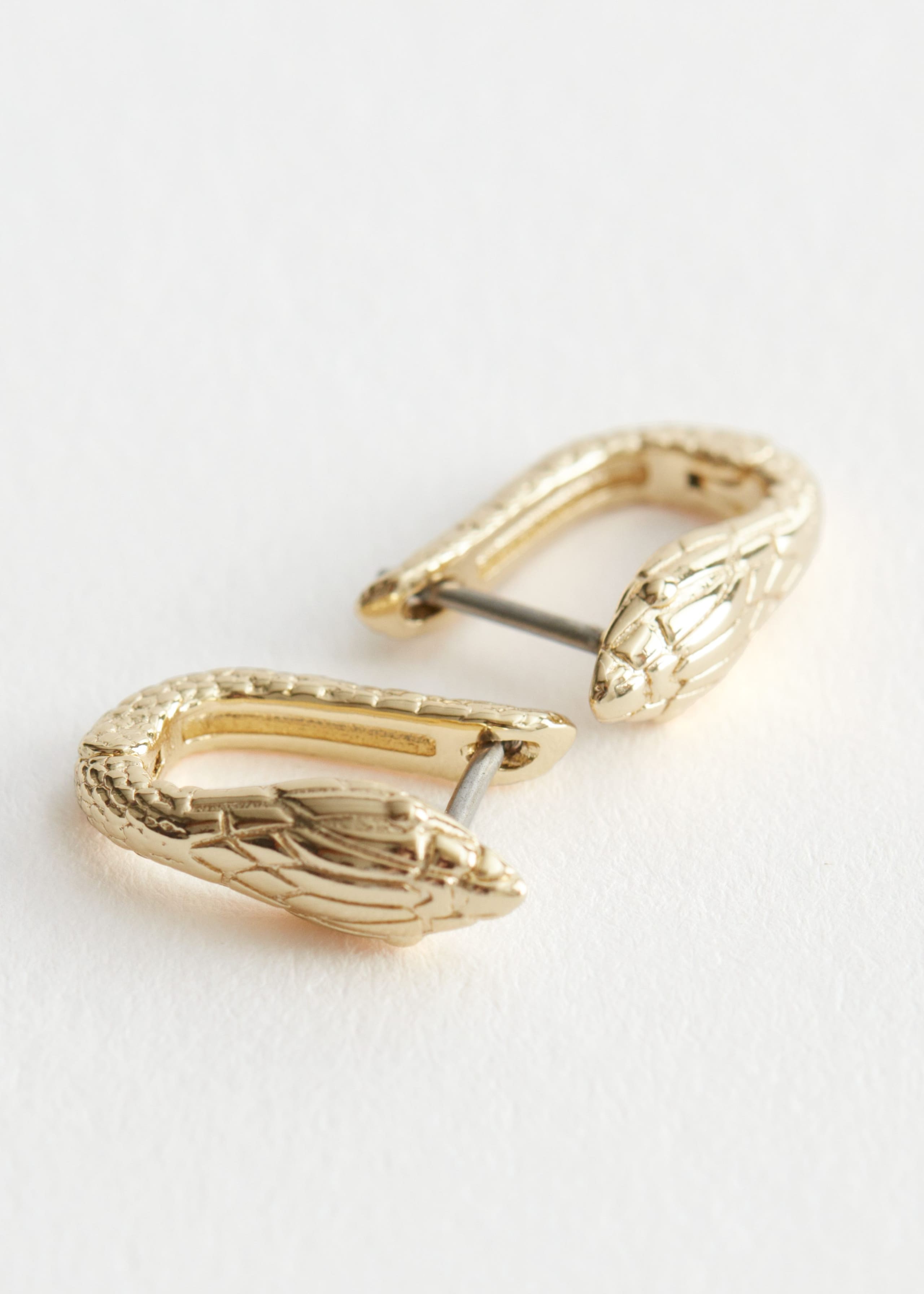 Crafted Snake Hoop Earrings - {{variantName}} - Descriptive Detail