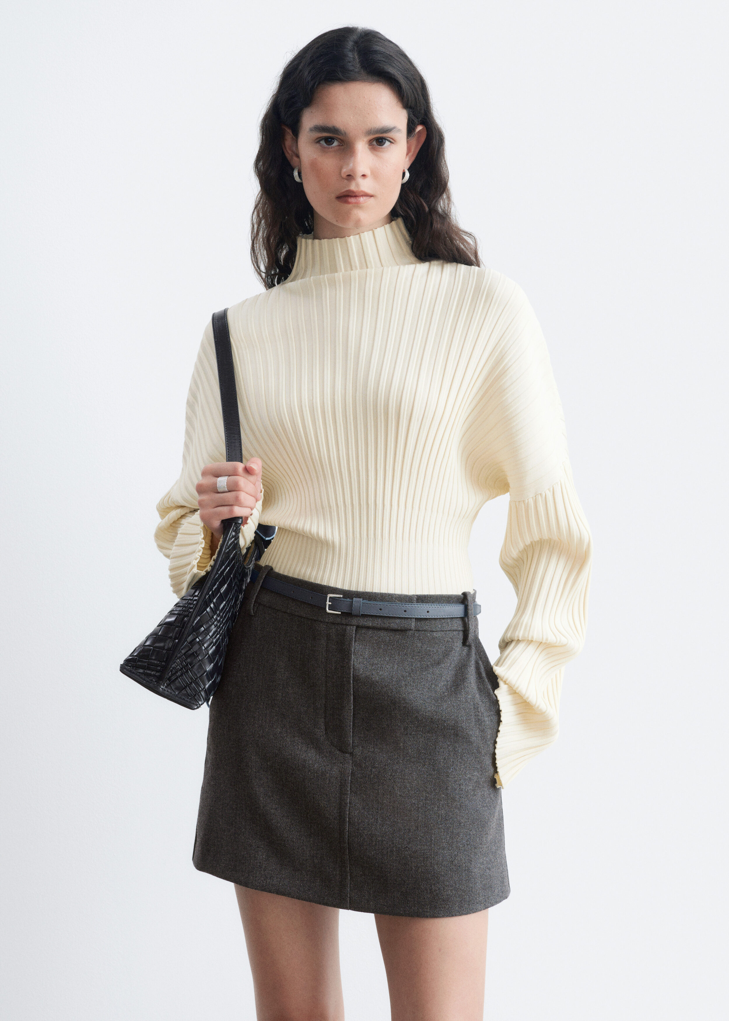 Ribbed Mock-Neck Jumper