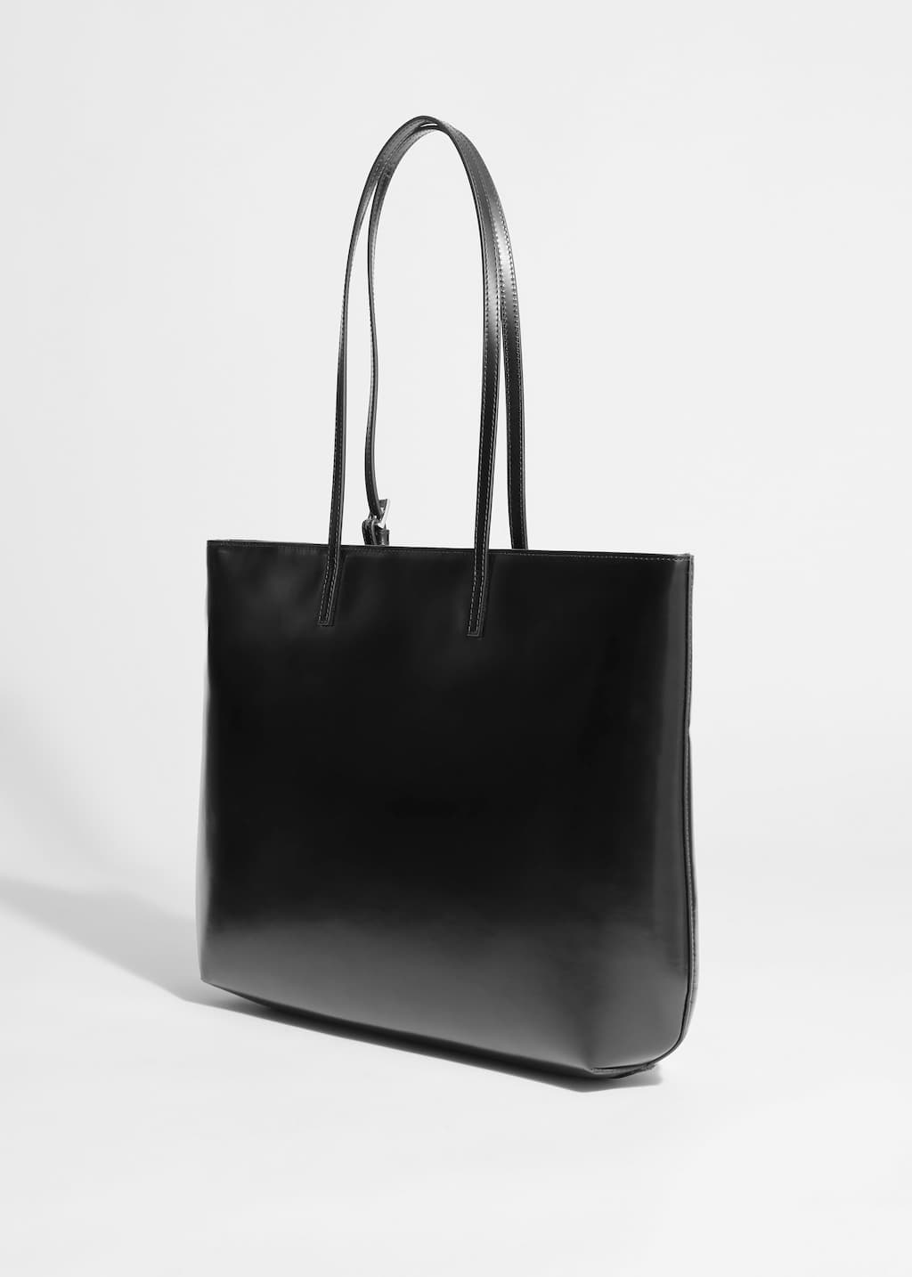 Structured Leather Tote - Black - Still Life