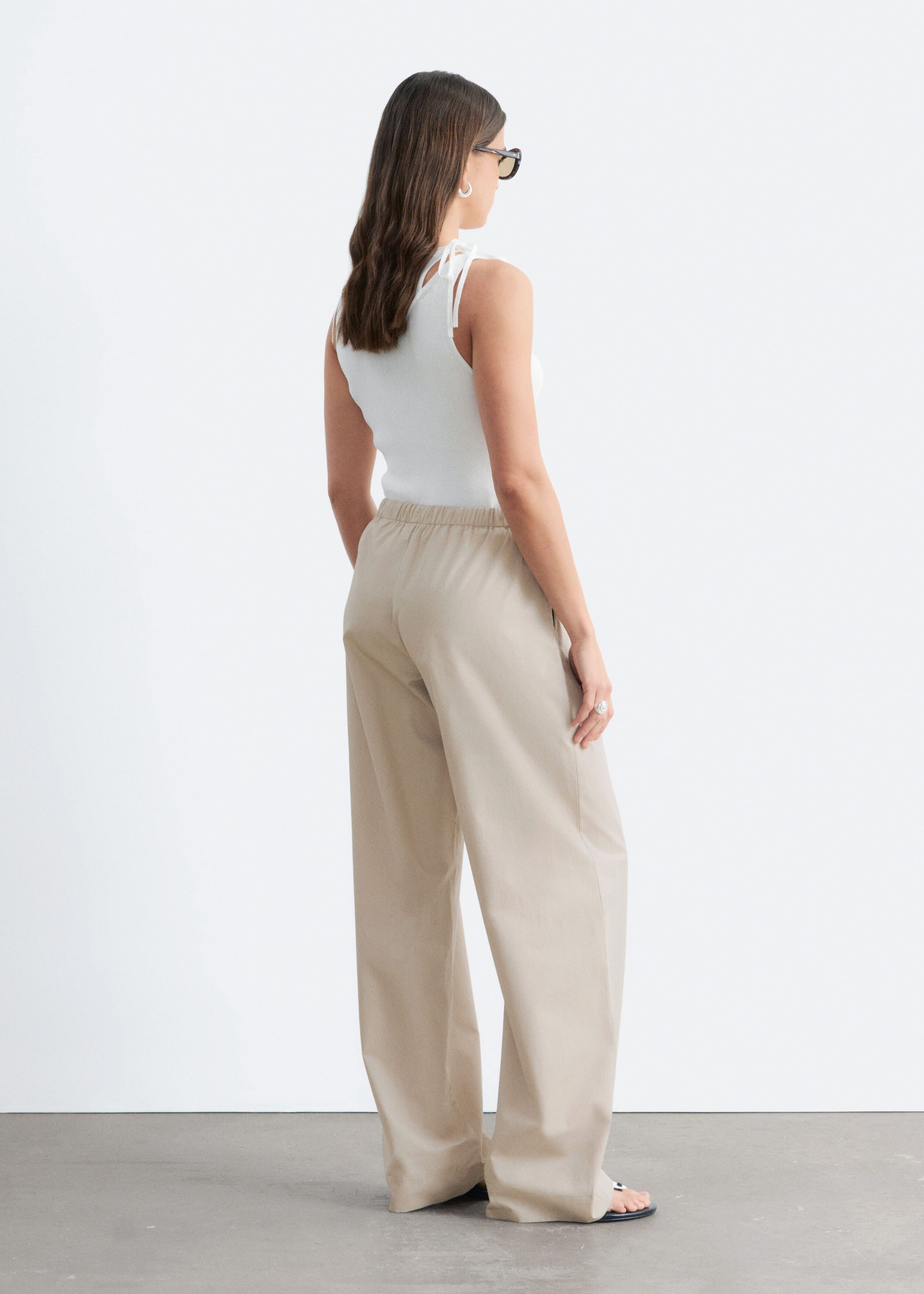 Image of Cotton Twill Drawstring Trousers