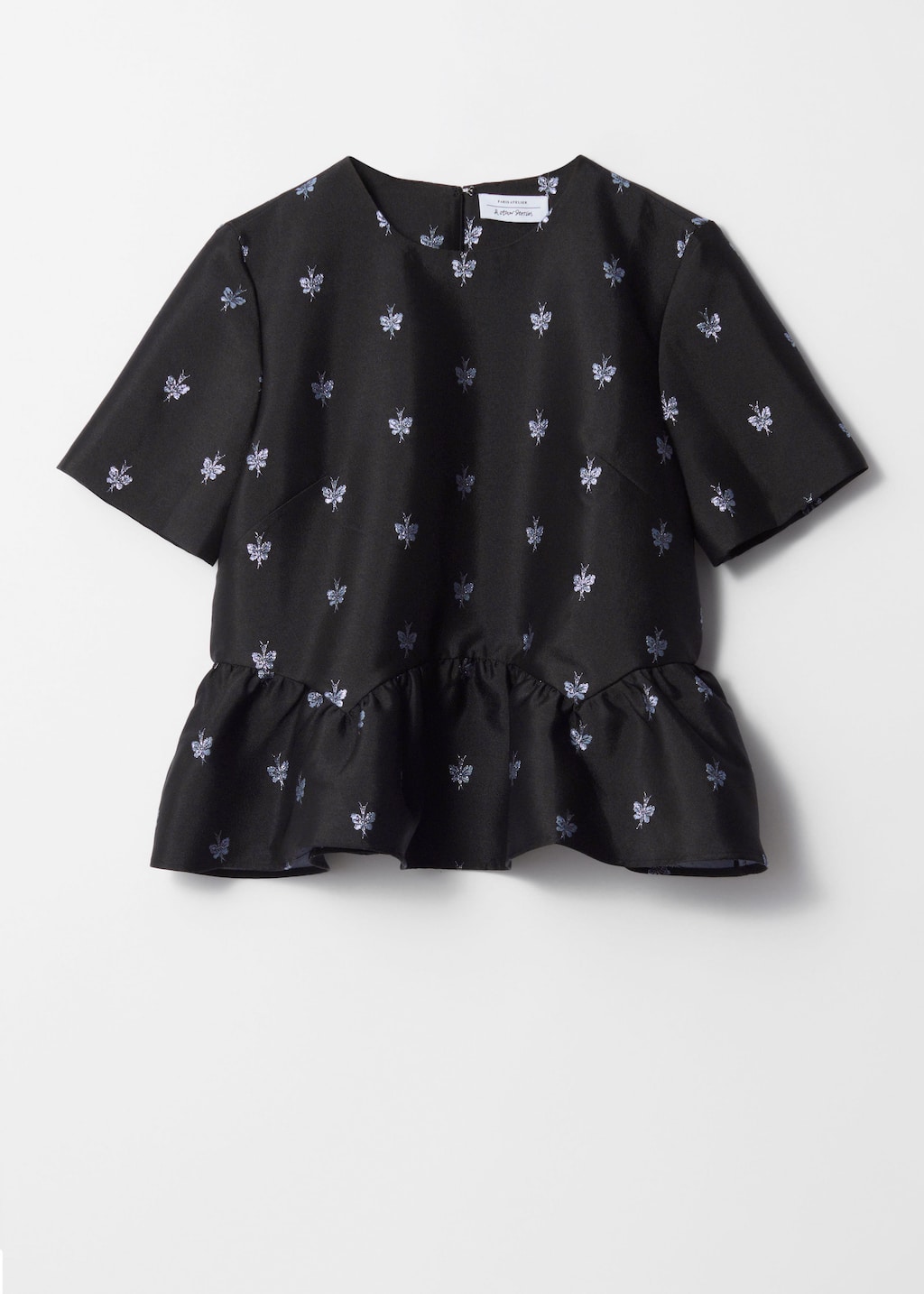 Jacquard Peplum Top - Black - Still Life