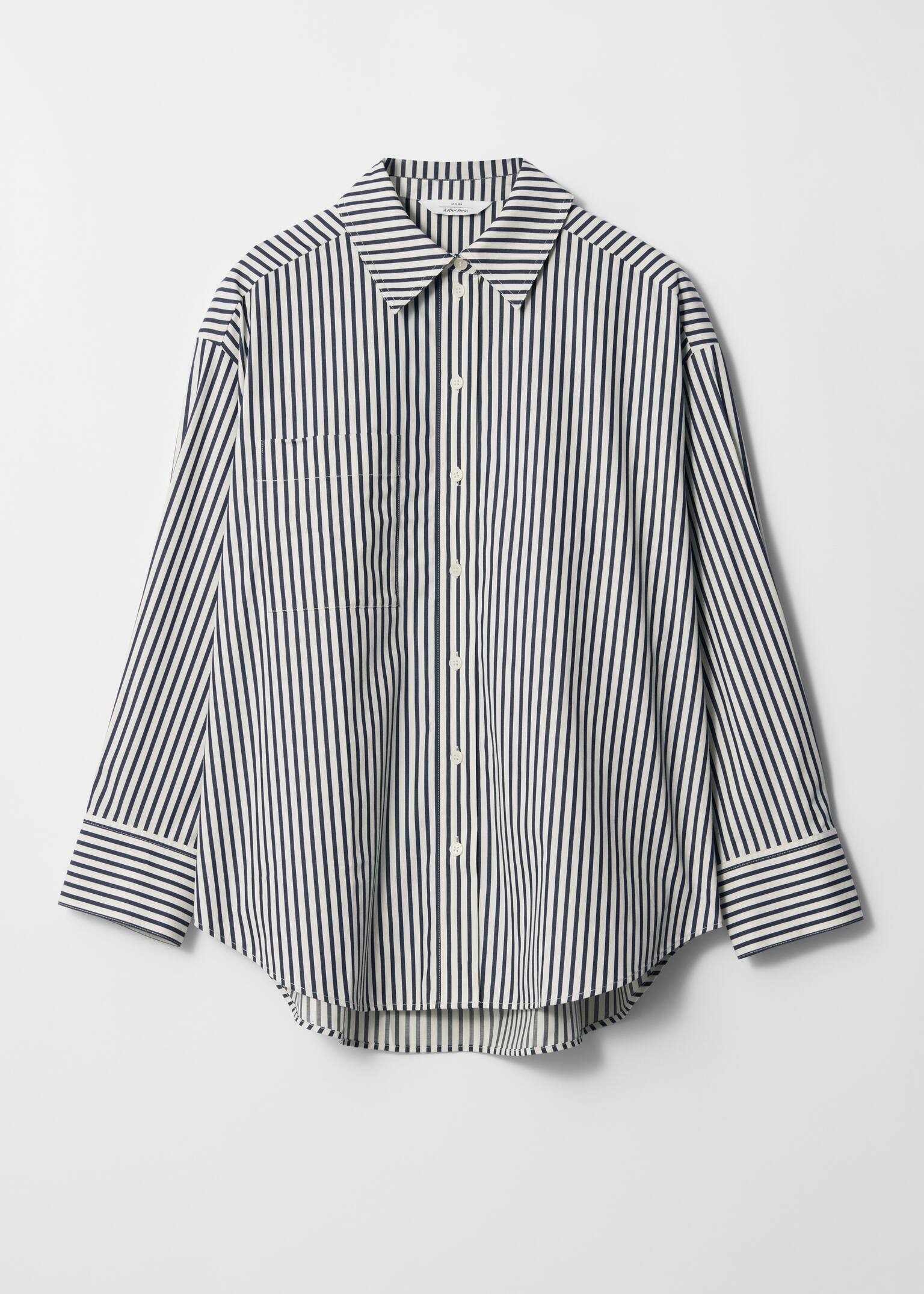 Camisa de corte holgado - Blanco/Rayas en blanco/marrón