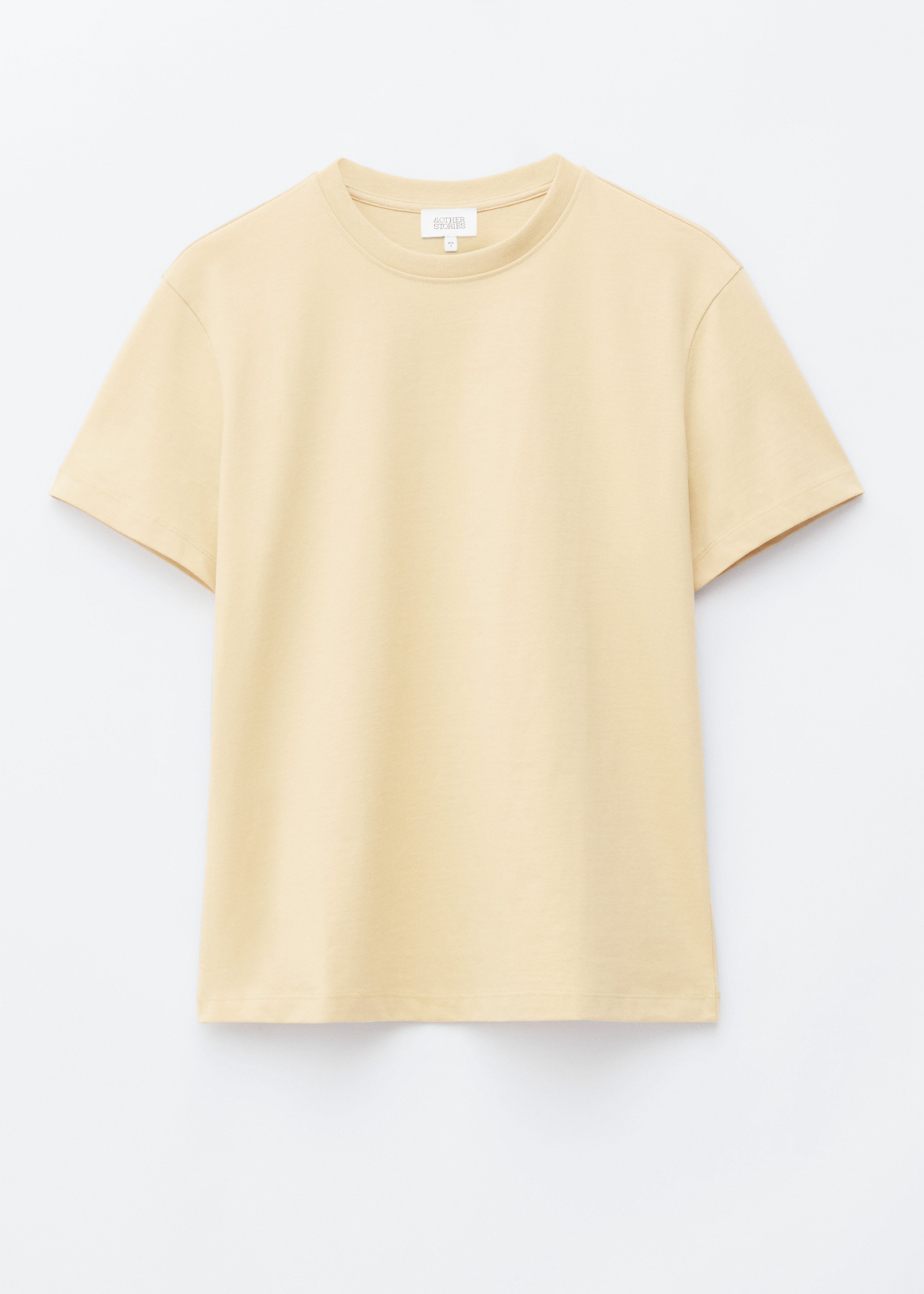 T-shirt i bomuld med crewneck - Vanilla/Pink/Brown/Grey Melange/Light Mole/Hvid/Mørkebrun/Marineblå/hvide striber/Sort/Lyserød/Lyseblå/Pink/brune striber/Gul/Syrenfarvet