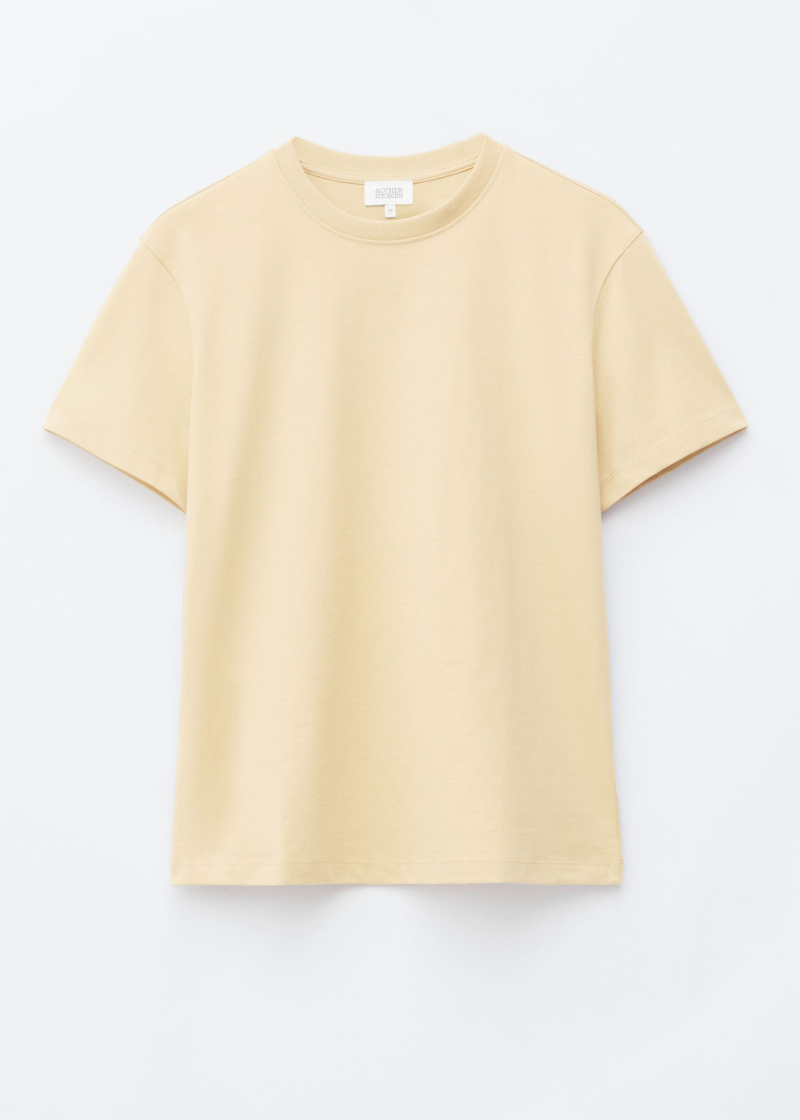 T-shirt i bomull med rund hals – Vanilj – stilleben