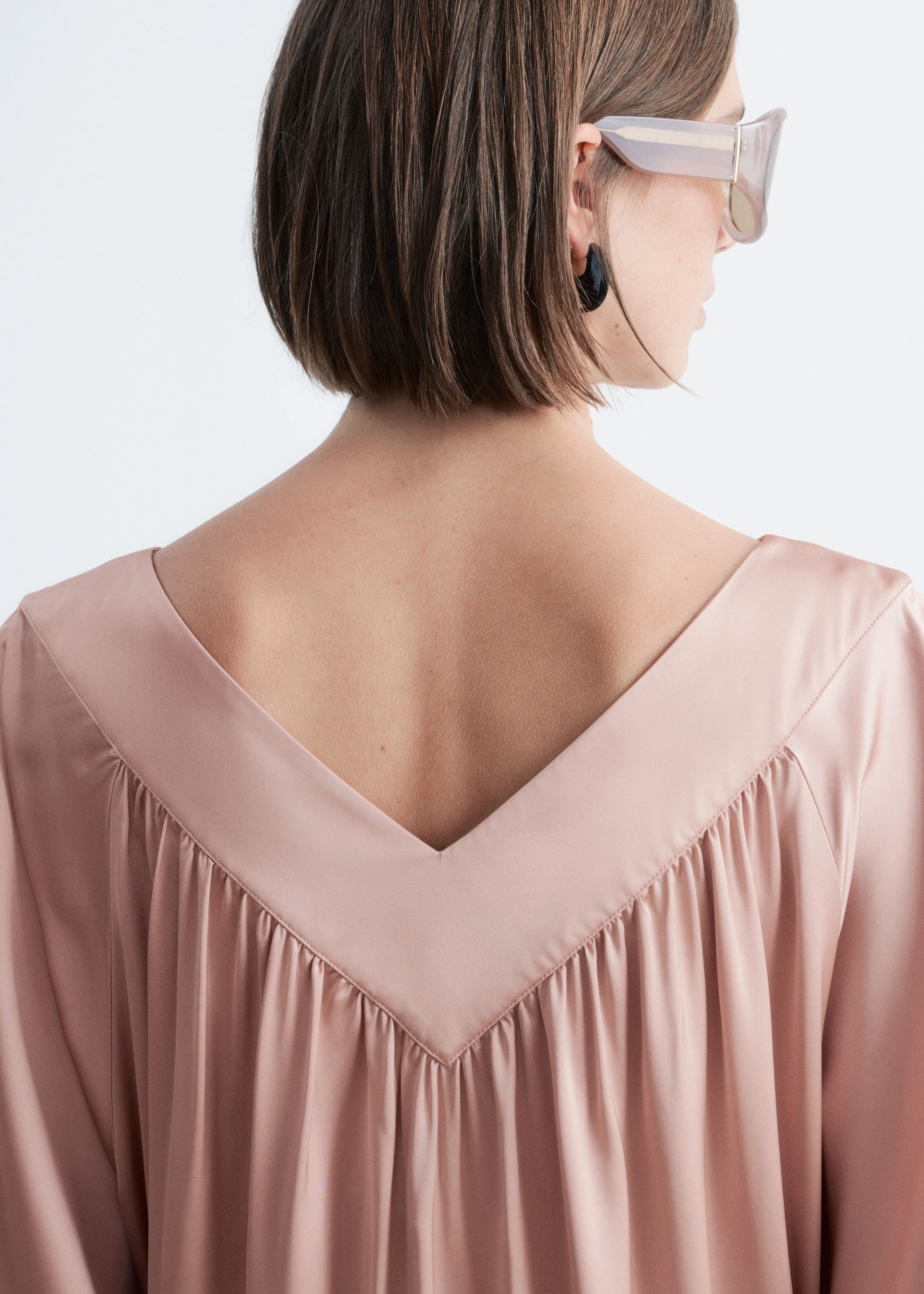 Image of Drawstring V-Neck Mini Dress