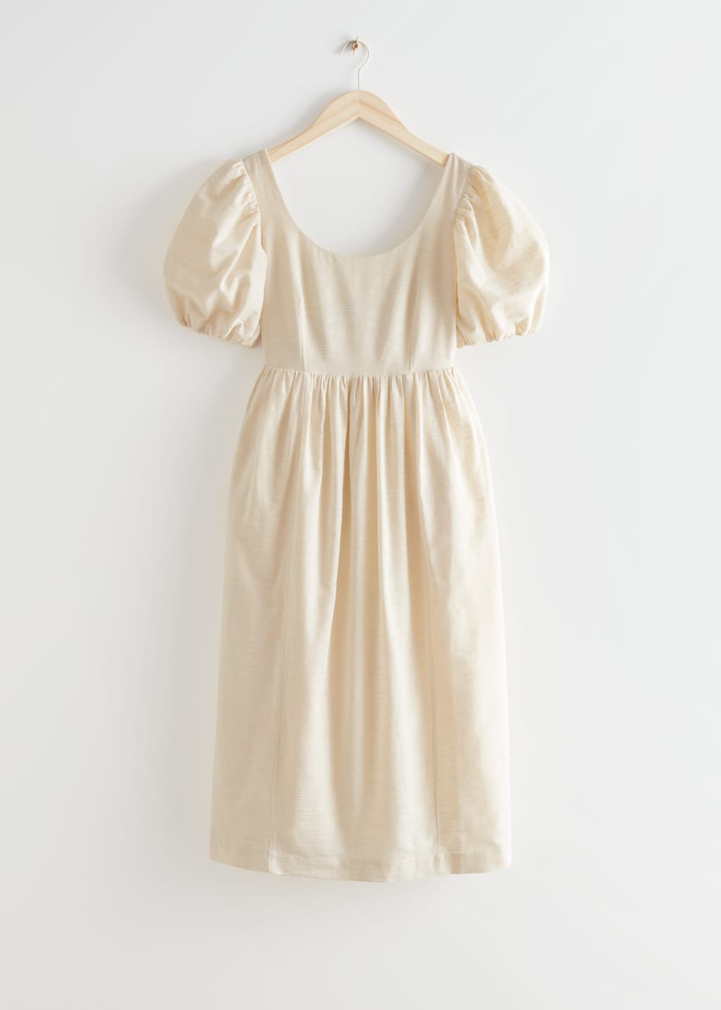 Puff Sleeve Midi Dress - Cream - Bodegón