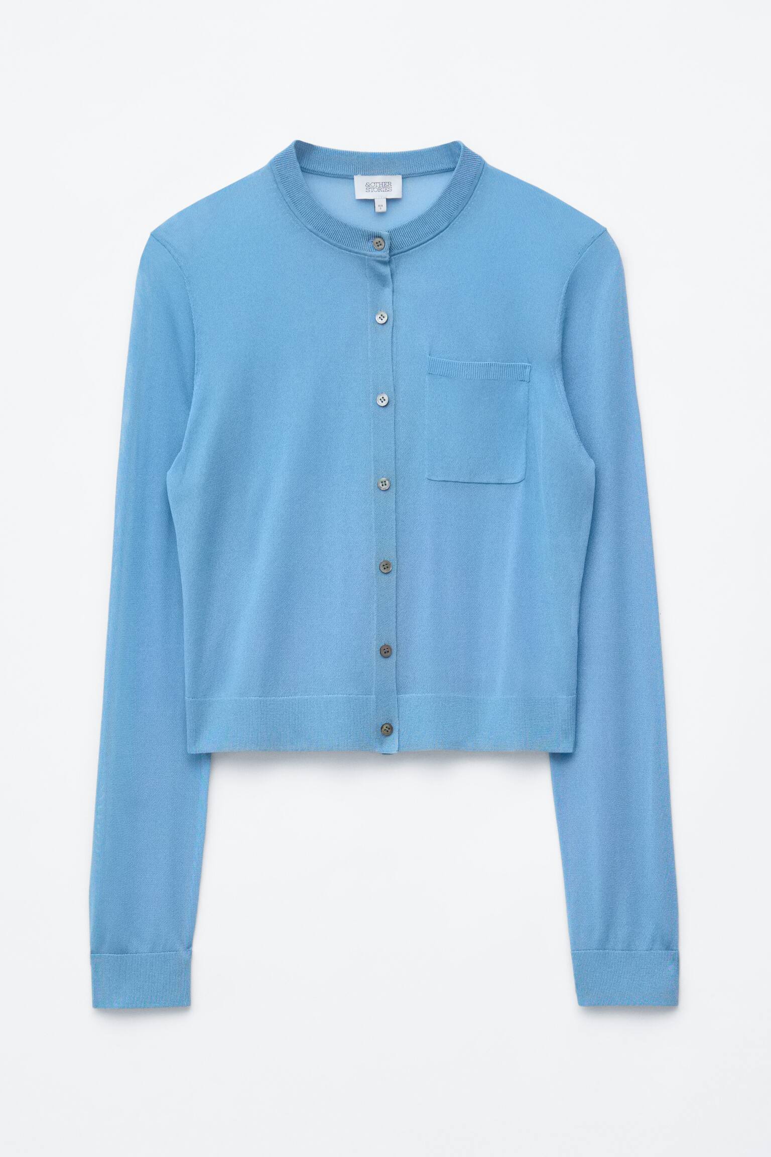 Cardigan i sidenblandning - Blå - 2