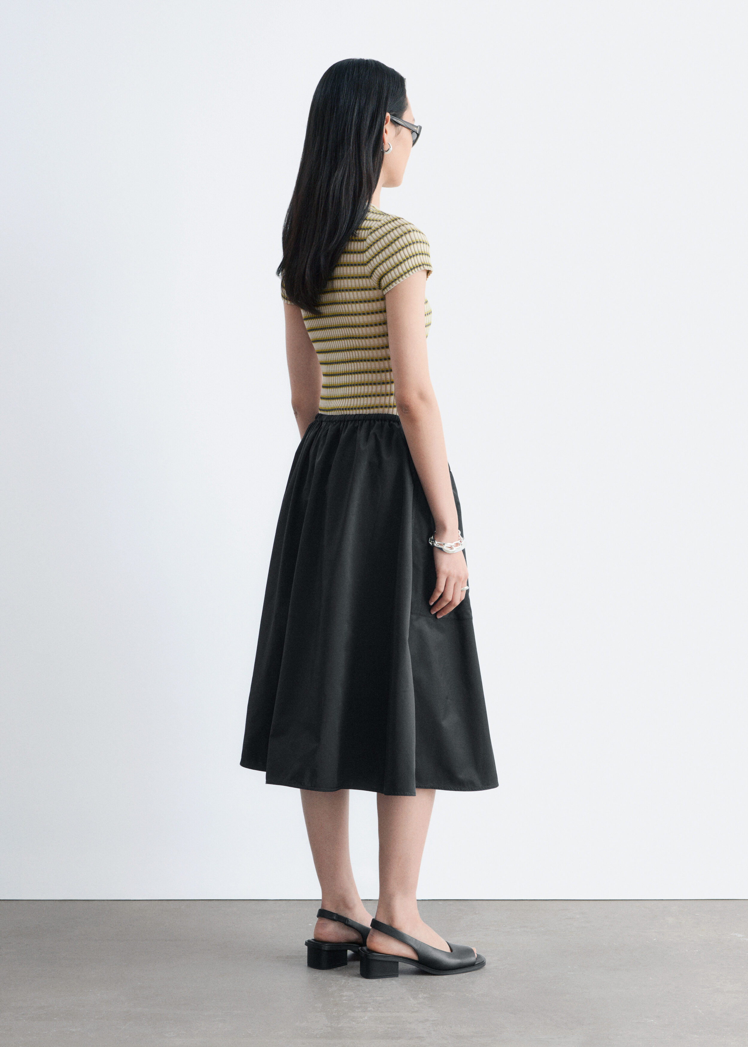 Gathered Twill Midi Skirt - Black - & Other Stories US