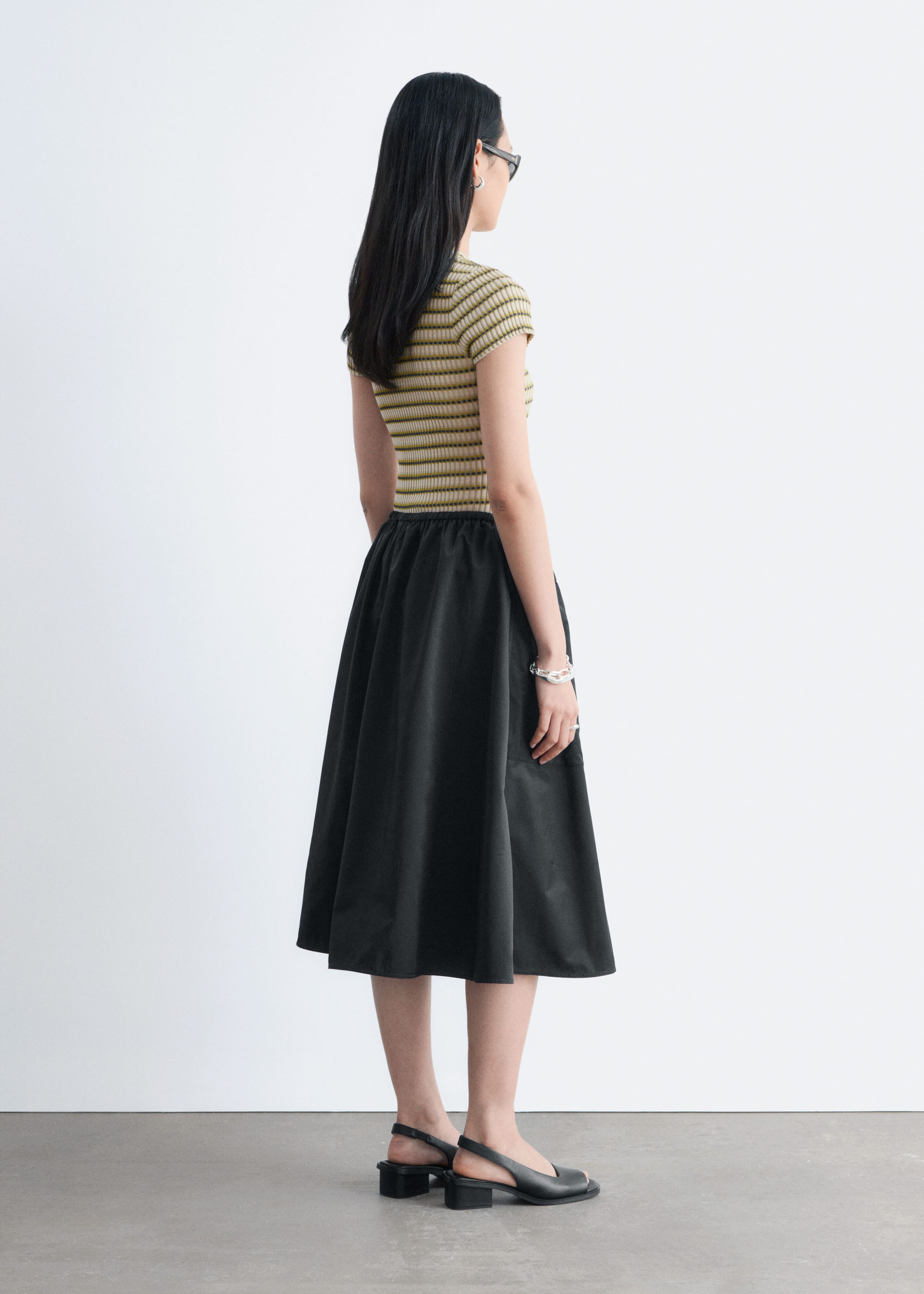 Image of Jupe midi en sergé froncé