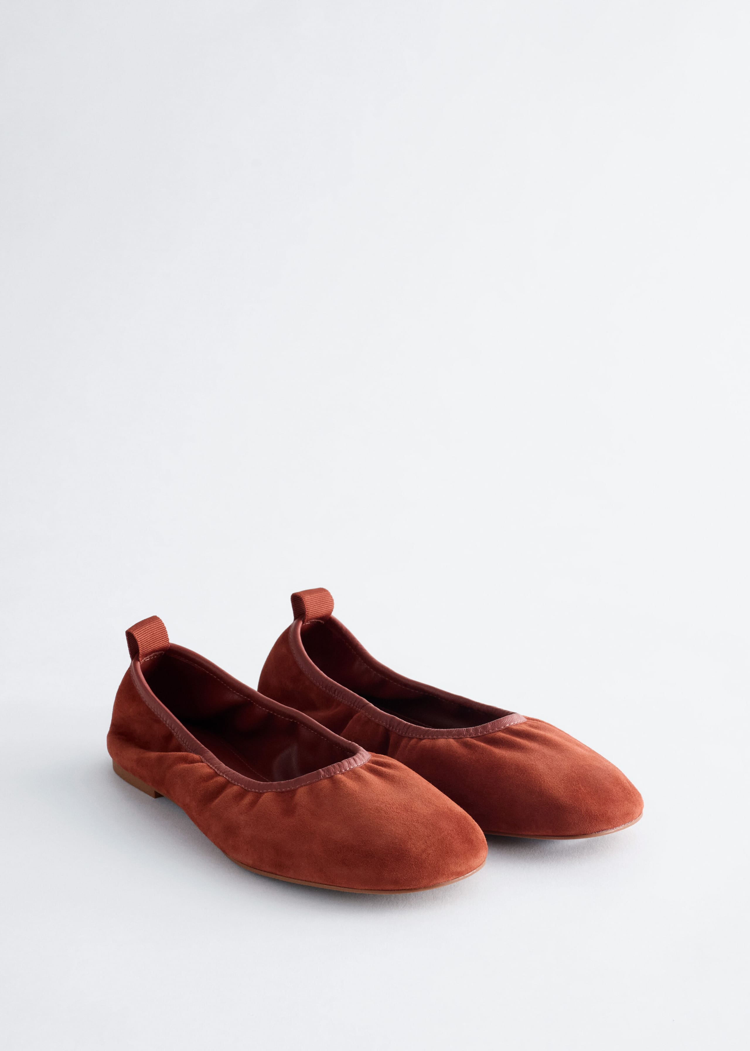Suede Ballet Flats - Orange - Still Life