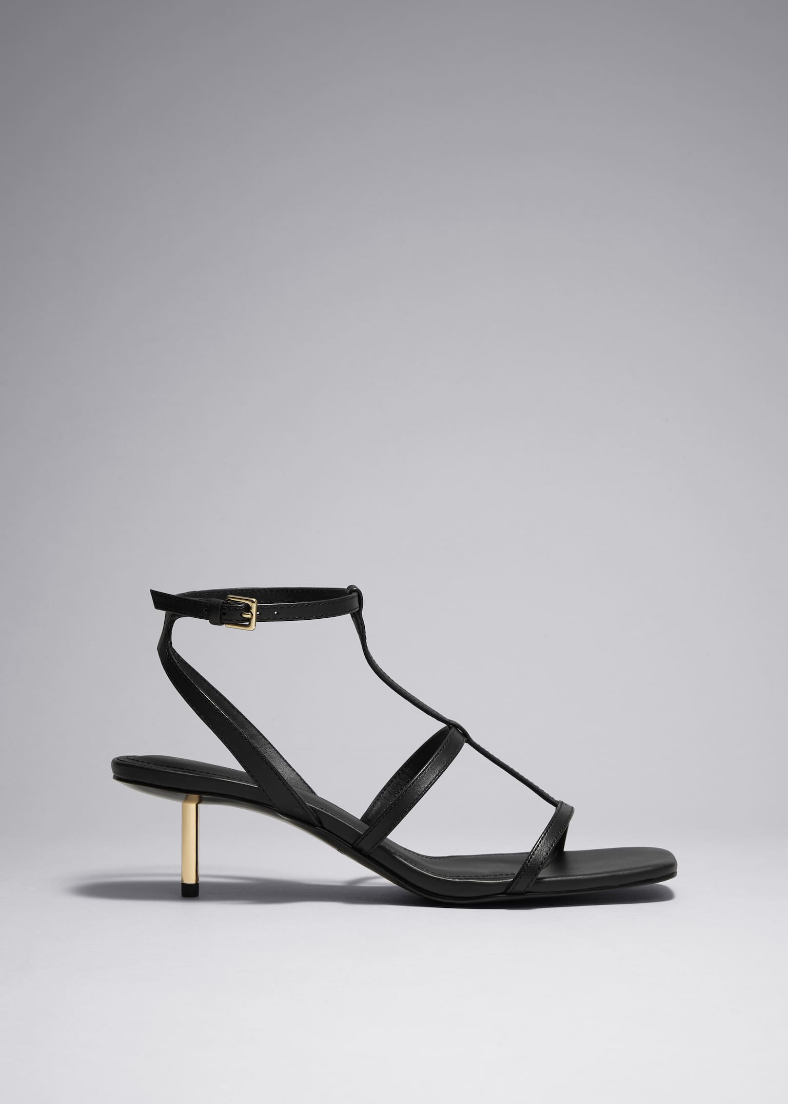 Heeled Leather Sandals - Black