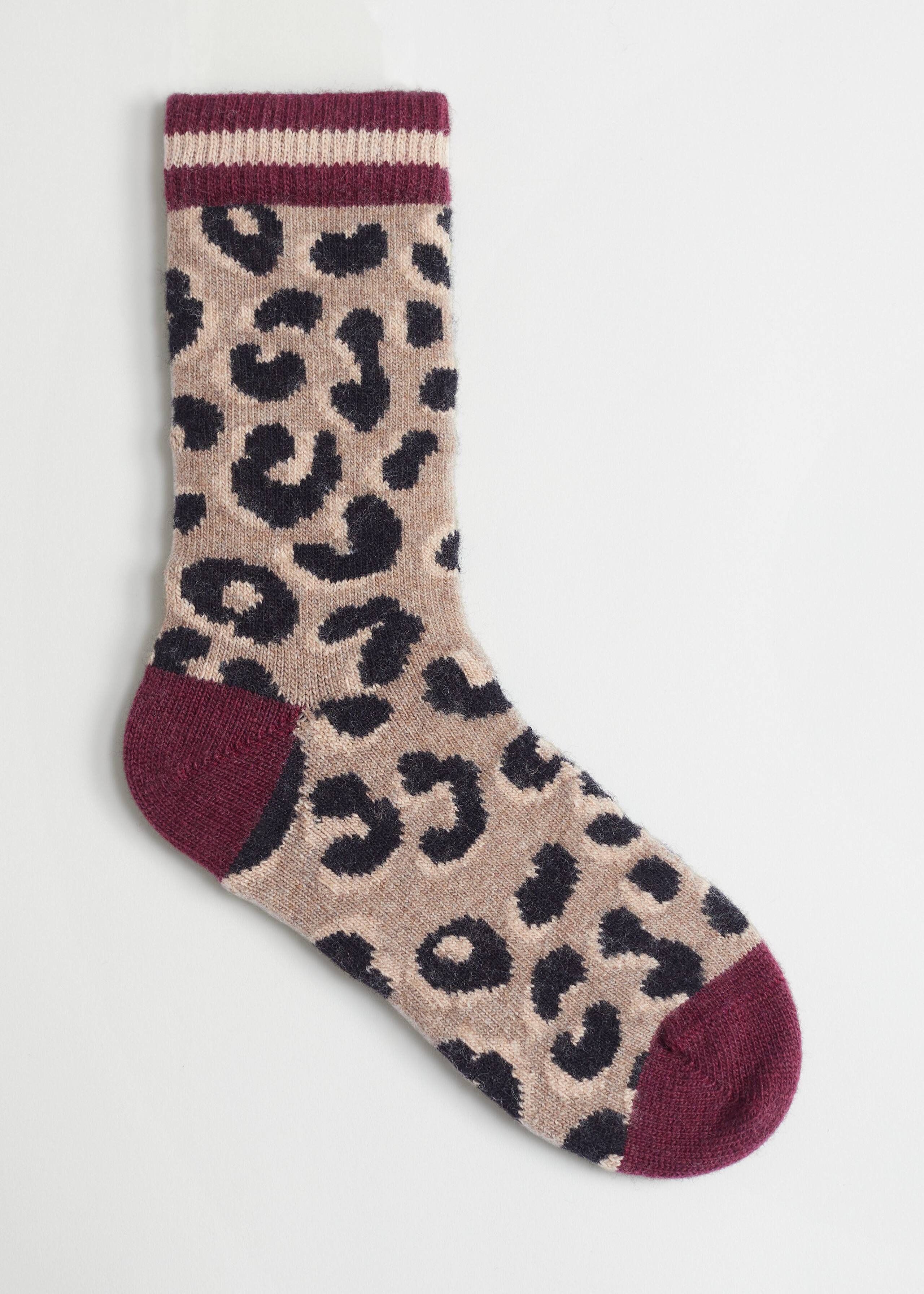 Patterned Jacquard Socks - Beige Leo - Bodegón