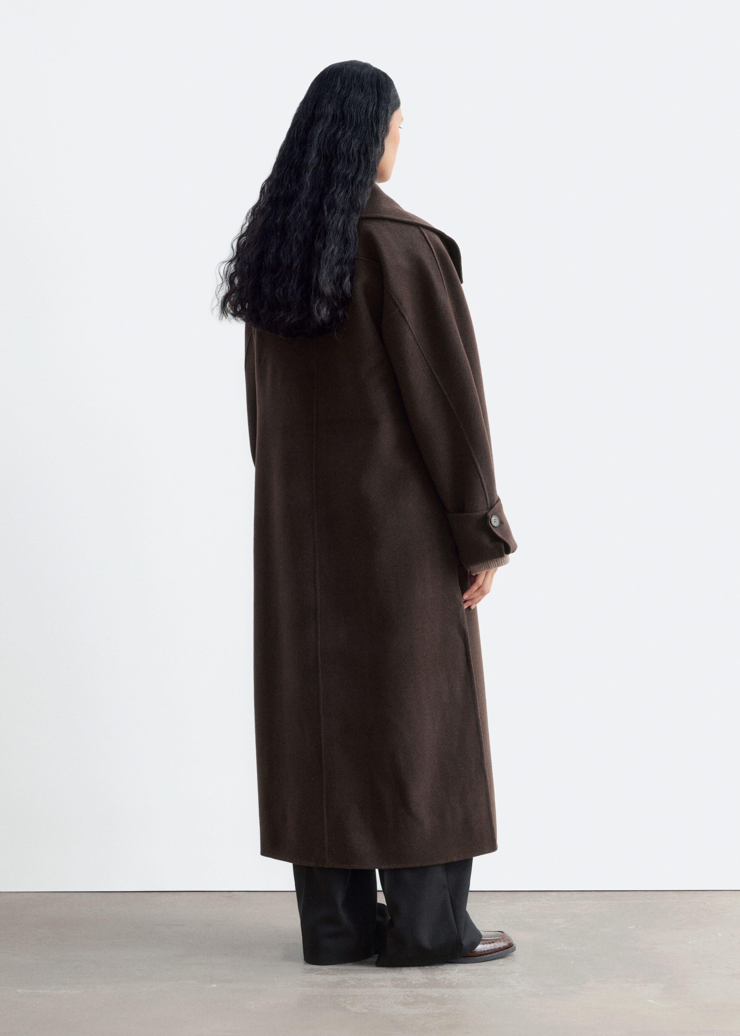 Oversized Wool Coat - Dark Brown - Lookbook