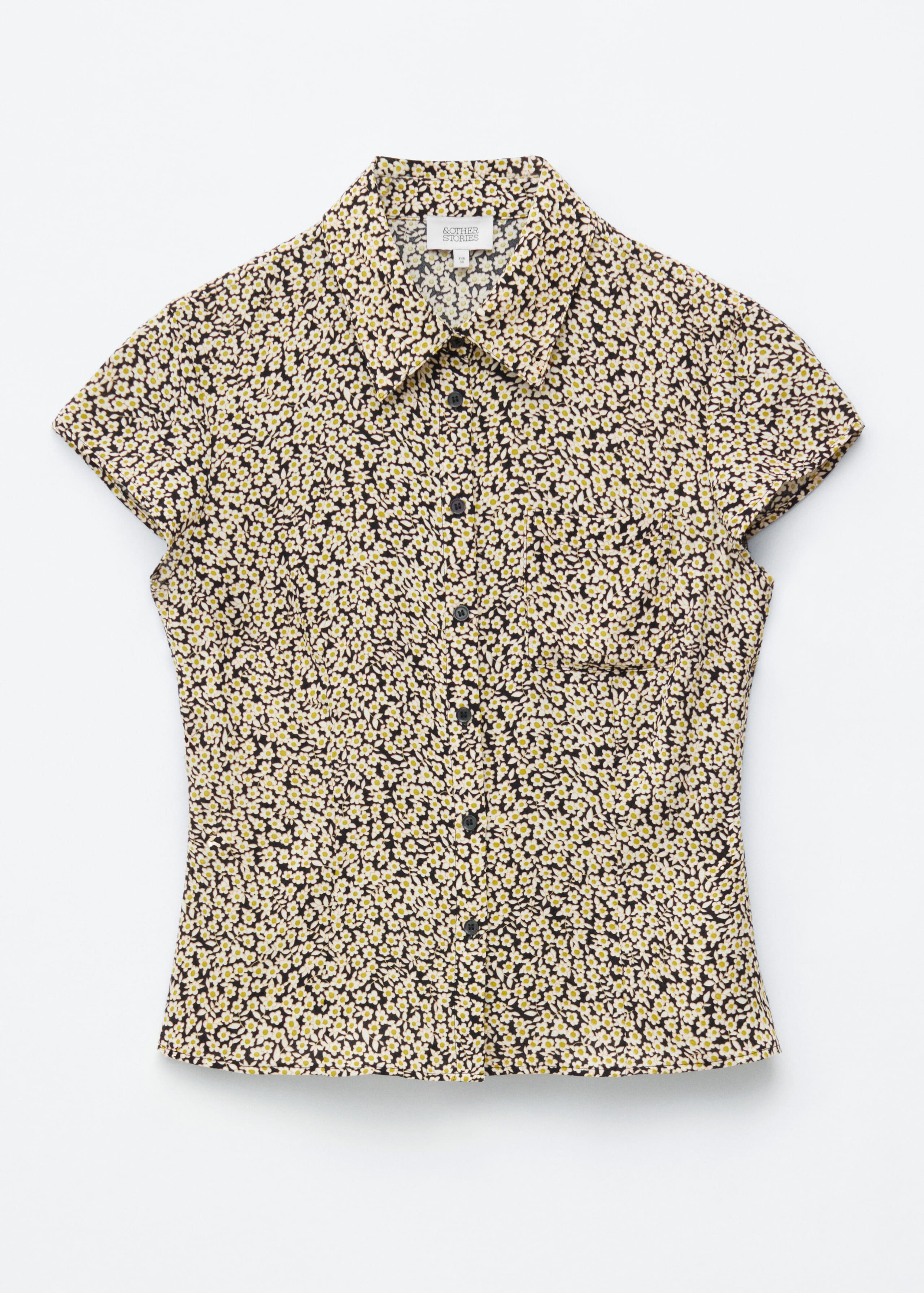 Image of Skjorta i blommig jacquard med knytband bak