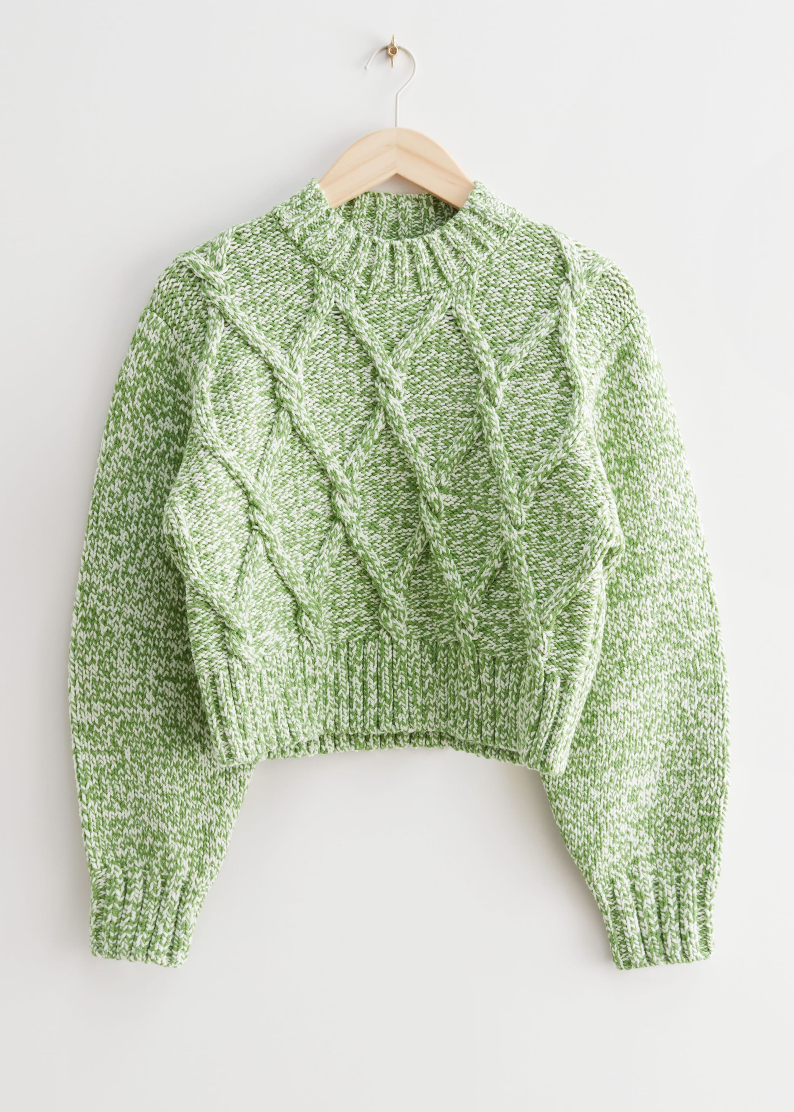 Cable Knit Jumper - Green - Bodegón