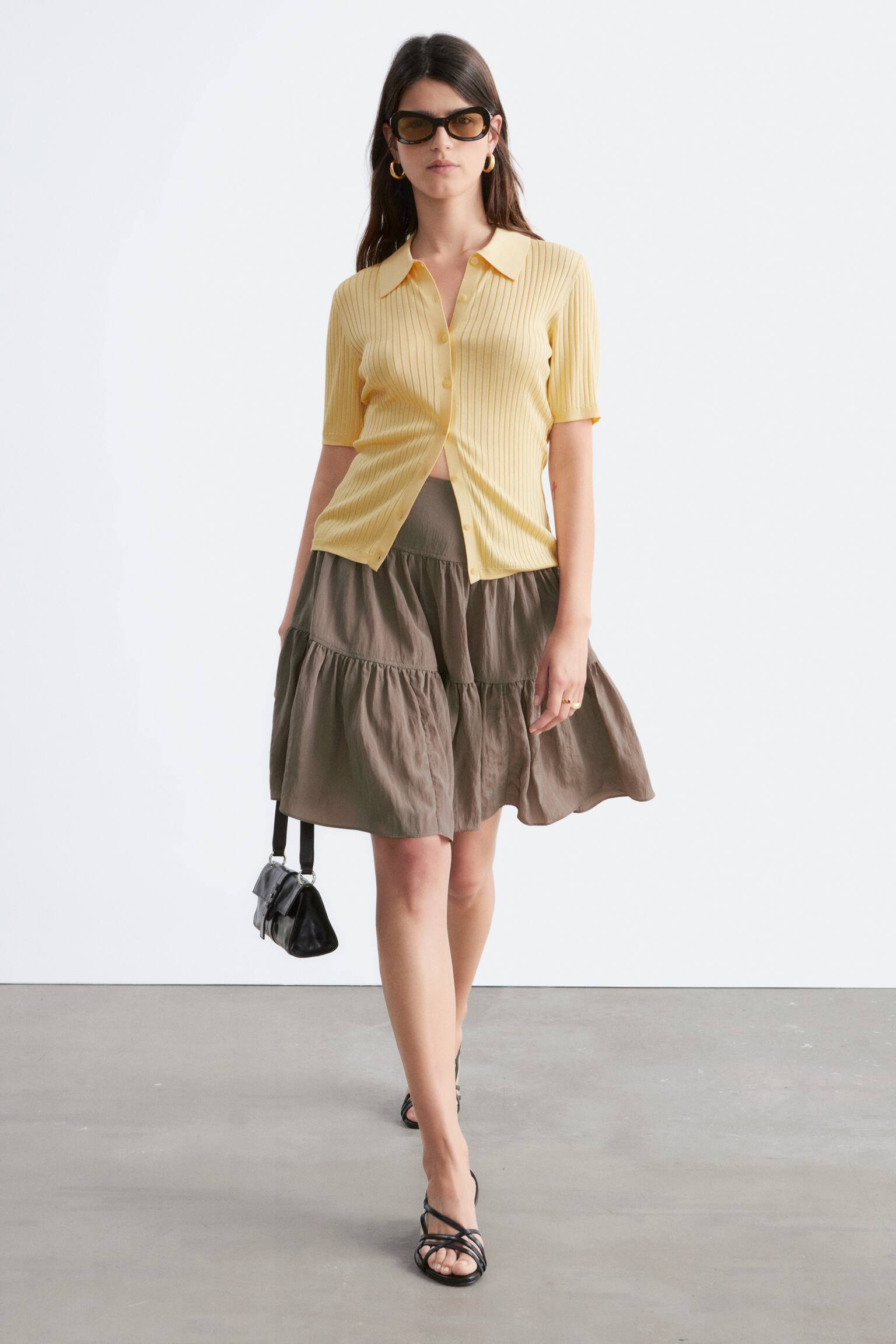 Knielanger Stufenrock - Graubraun - 5