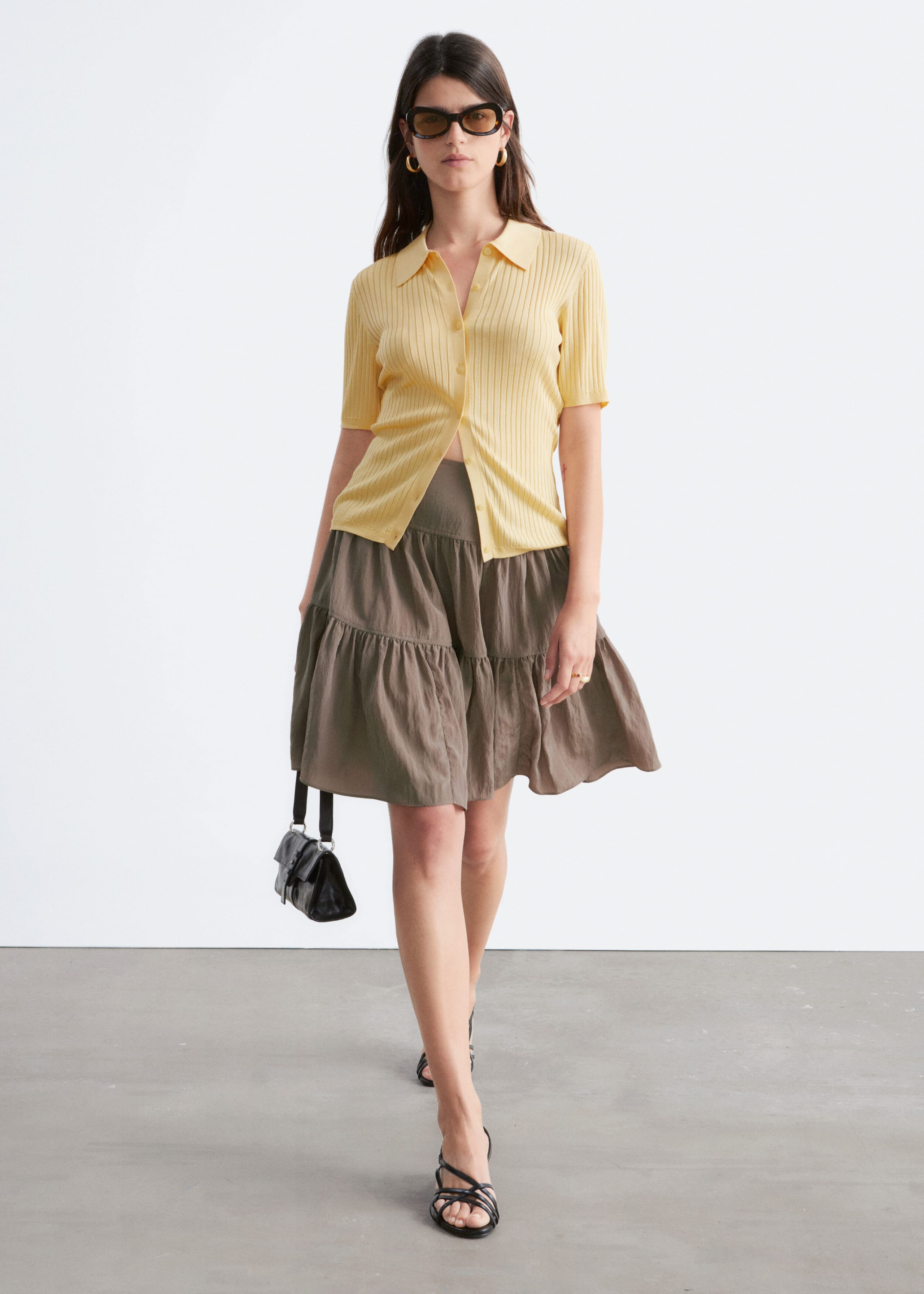 Image of Tiered Knee-Length Skirt