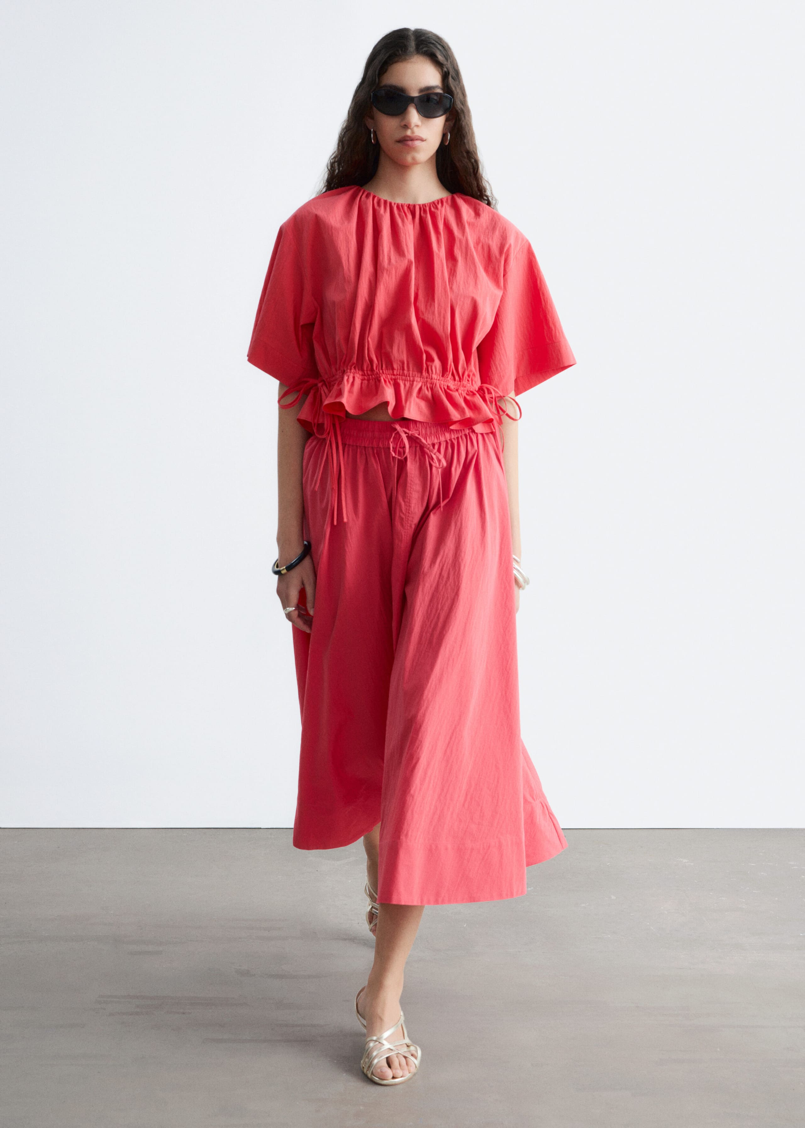 Image of Geraffter Maxirock aus einer Baumwollmischung