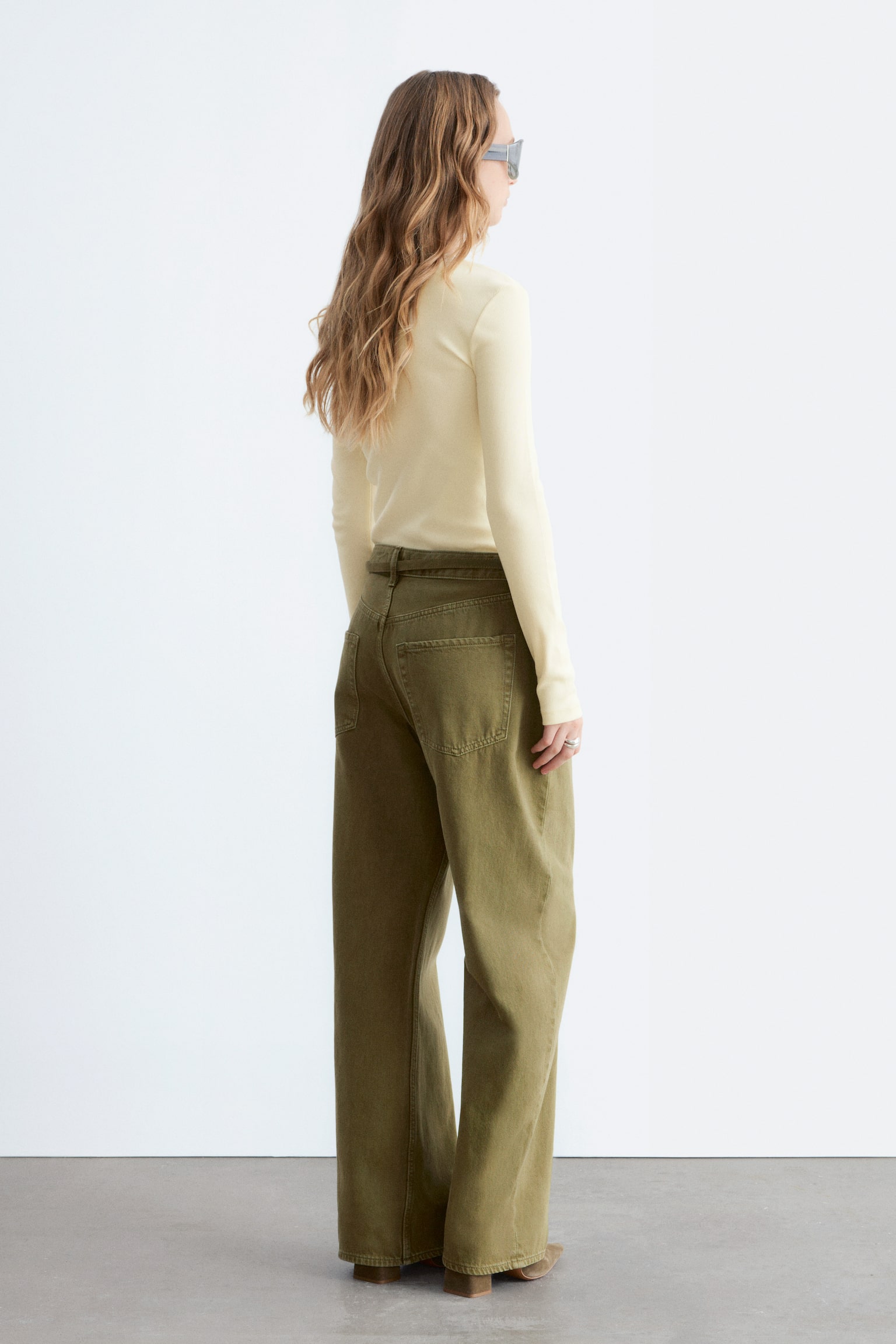 Žebrovaný top s dlouhým rukávem - Pastelově žlutá/Bílá/Světle šedá/Tmavě hnědá/Černá/Hnědé/Bílé pruhy/Béžovo-černé pruhy - 5