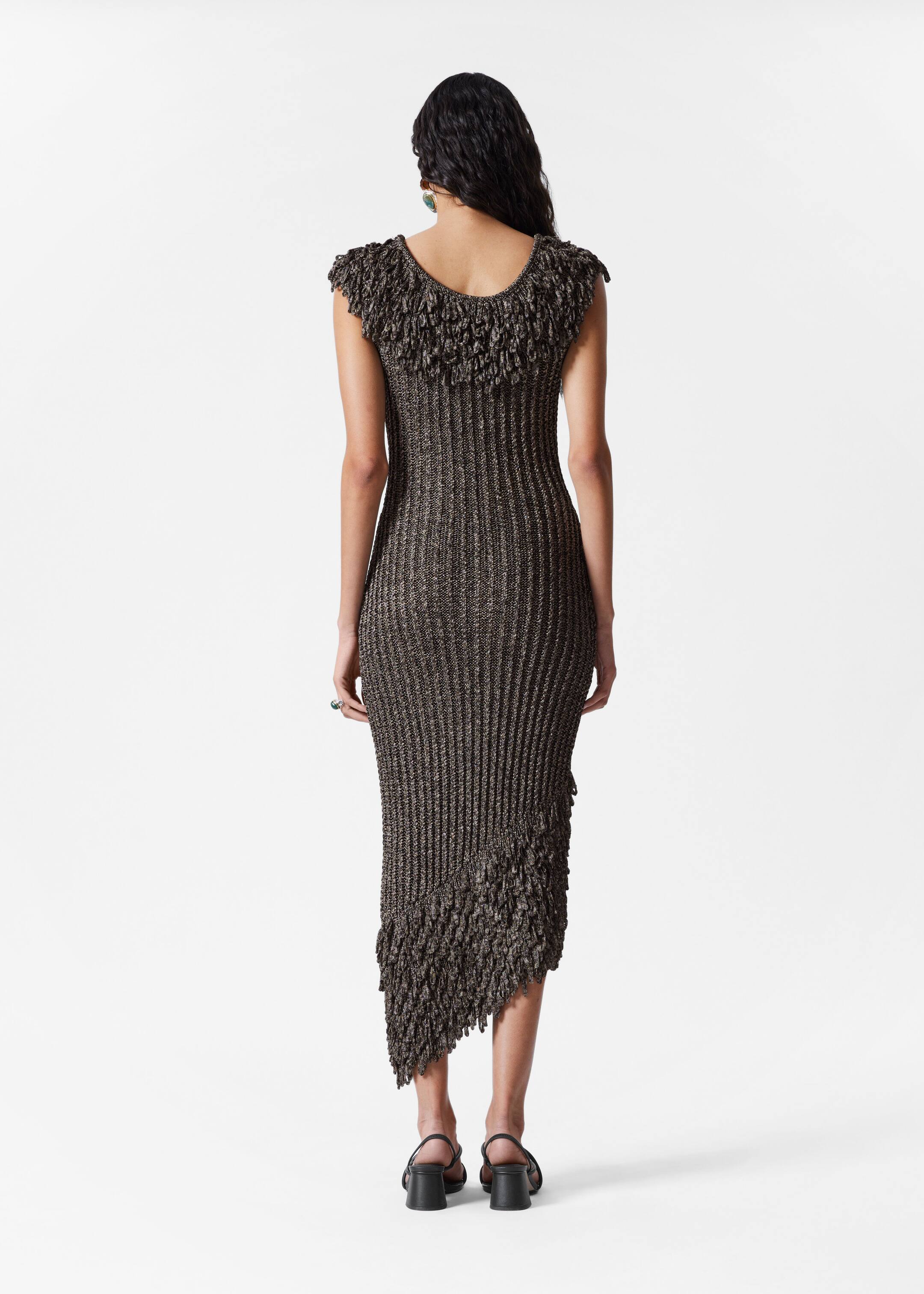 Visualizza immagine più grande: Abito midi in maglia a coste con frange - Grigio metallizzato - DONNA | H&M IT 4
