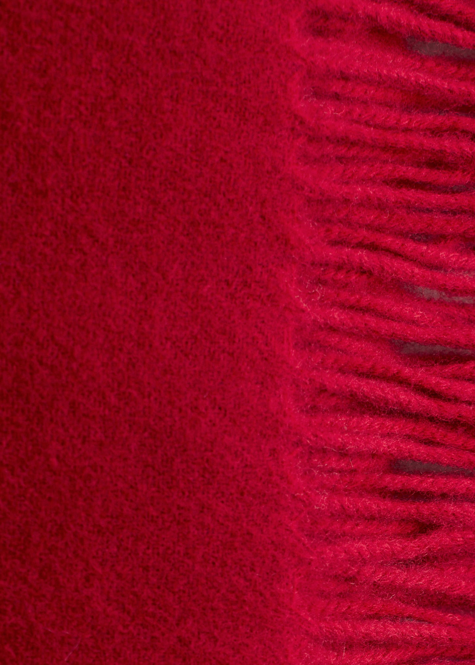 Fringed Wool Blanket Scarf - Ruby Red/Burgundy/Light Yellow - 3