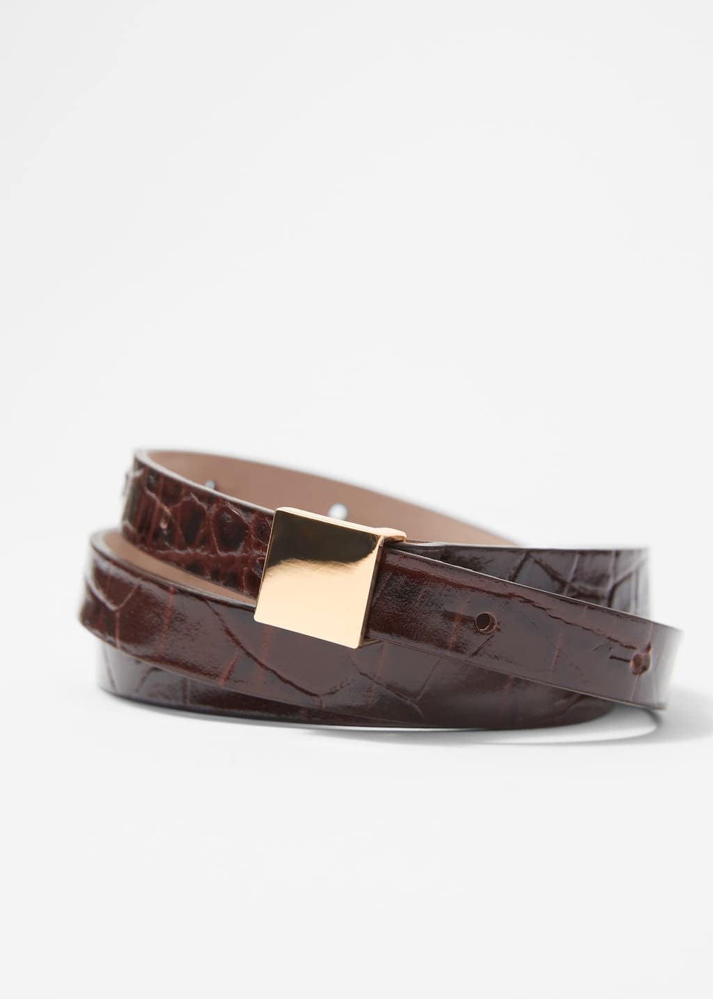 Ceinture en cuir à boucle carrée - {{variantName}} - Descriptive Detail