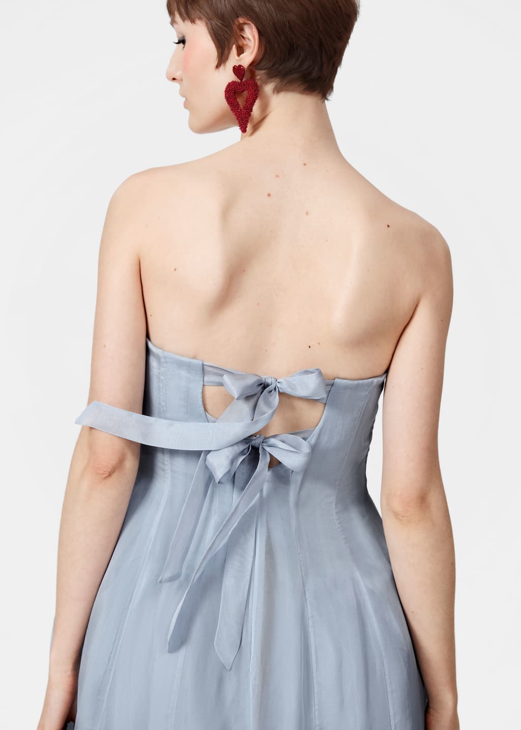 Vestido midi acampanado - Azul empolvado - Lookbook