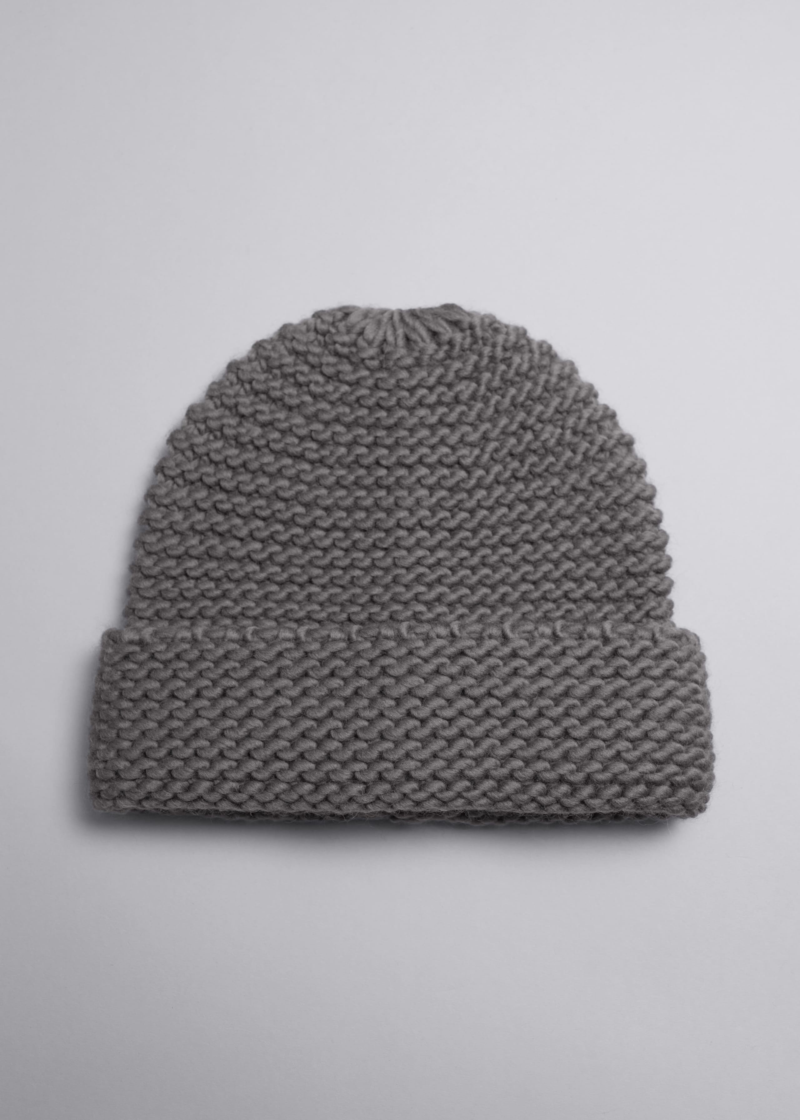 Beanie aus Wollmischung in Krausstrick