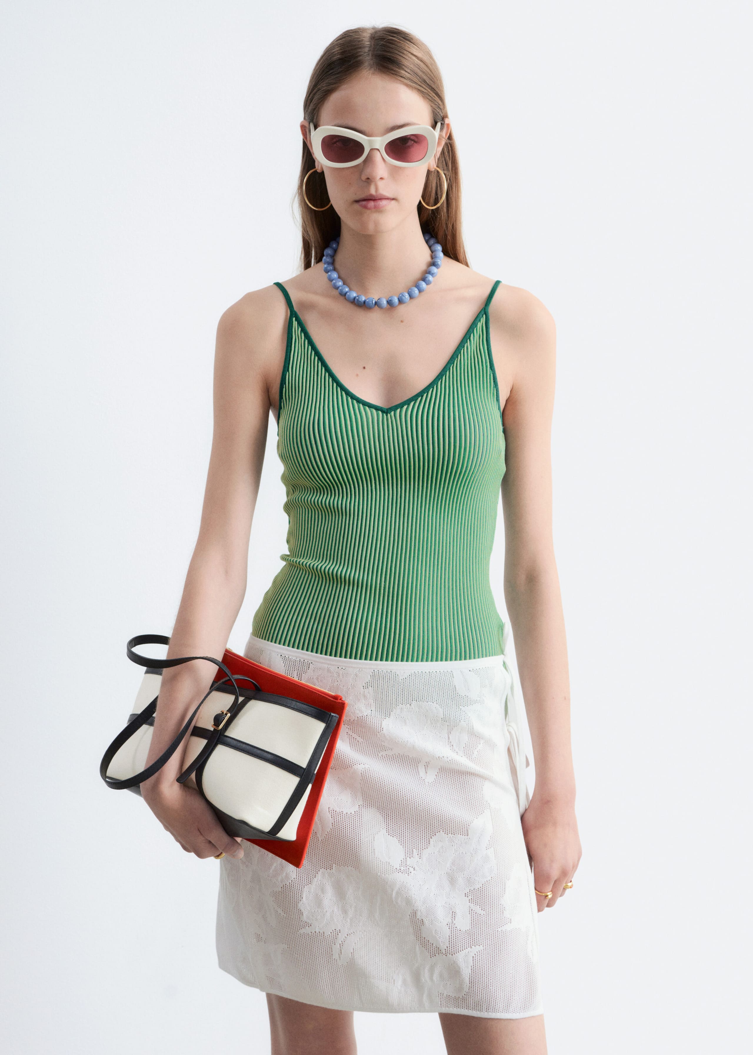 Rib-Knit Camisole - Green - Lookbook