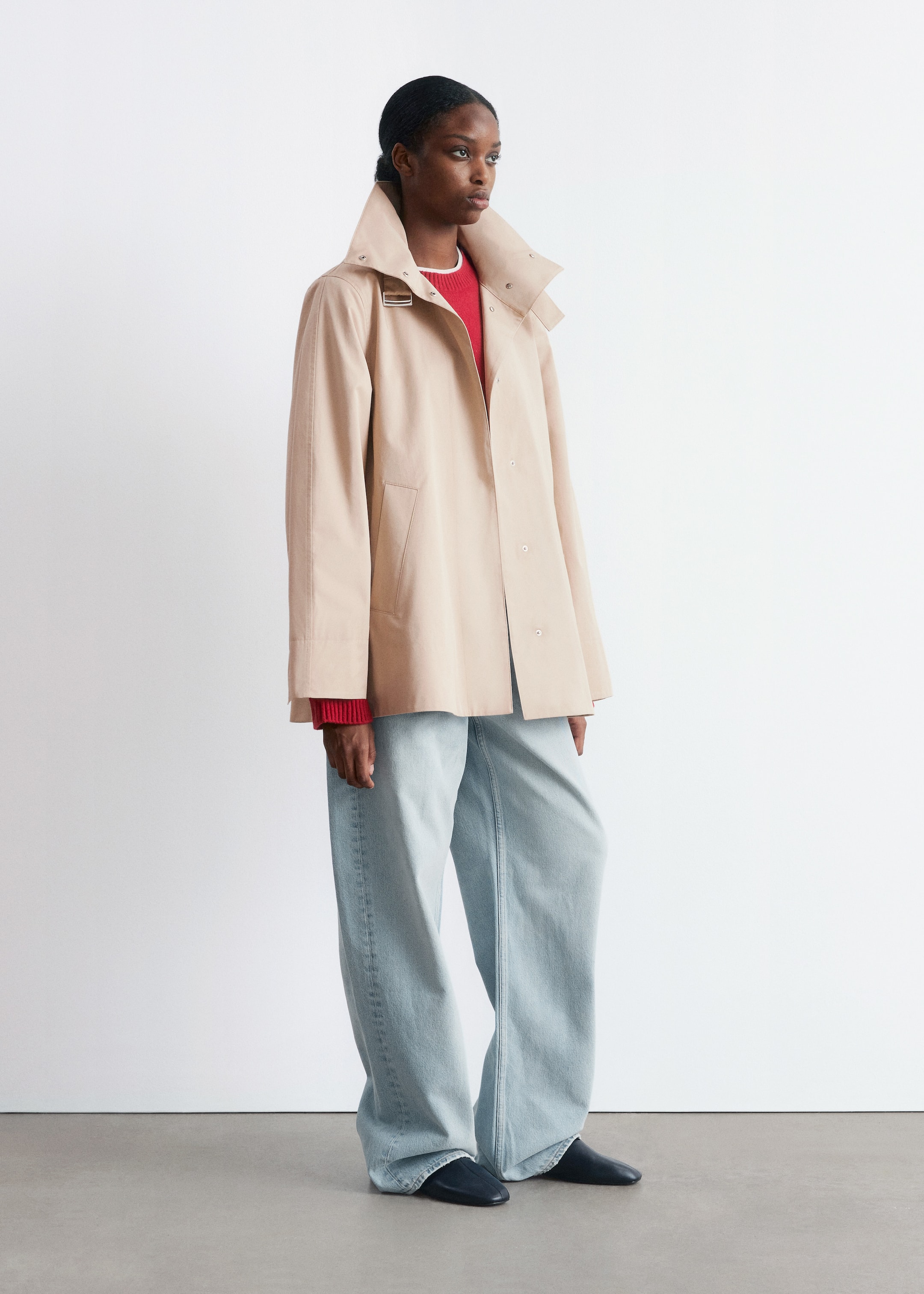 Visualizza immagine più grande: Giacca a trapezio con collo alto - Beige - DONNA | H&M IT 4