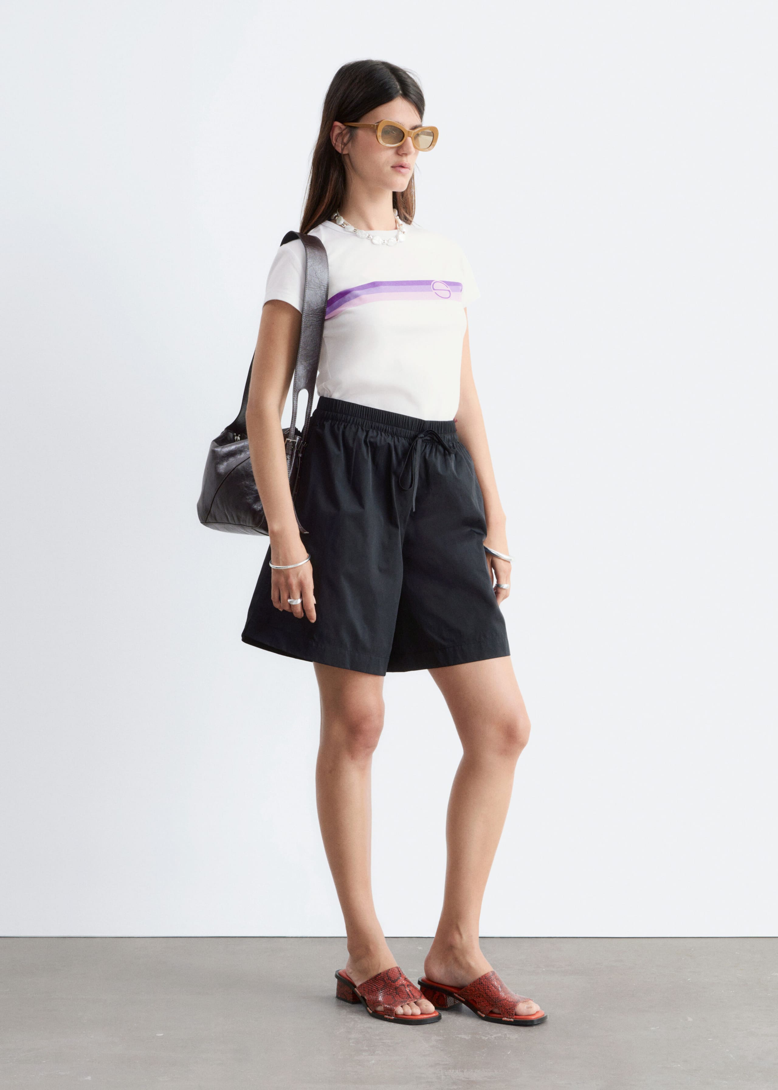 Camiseta estampada en punto de algodón - Rosa/Estampado gráfico - Lookbook
