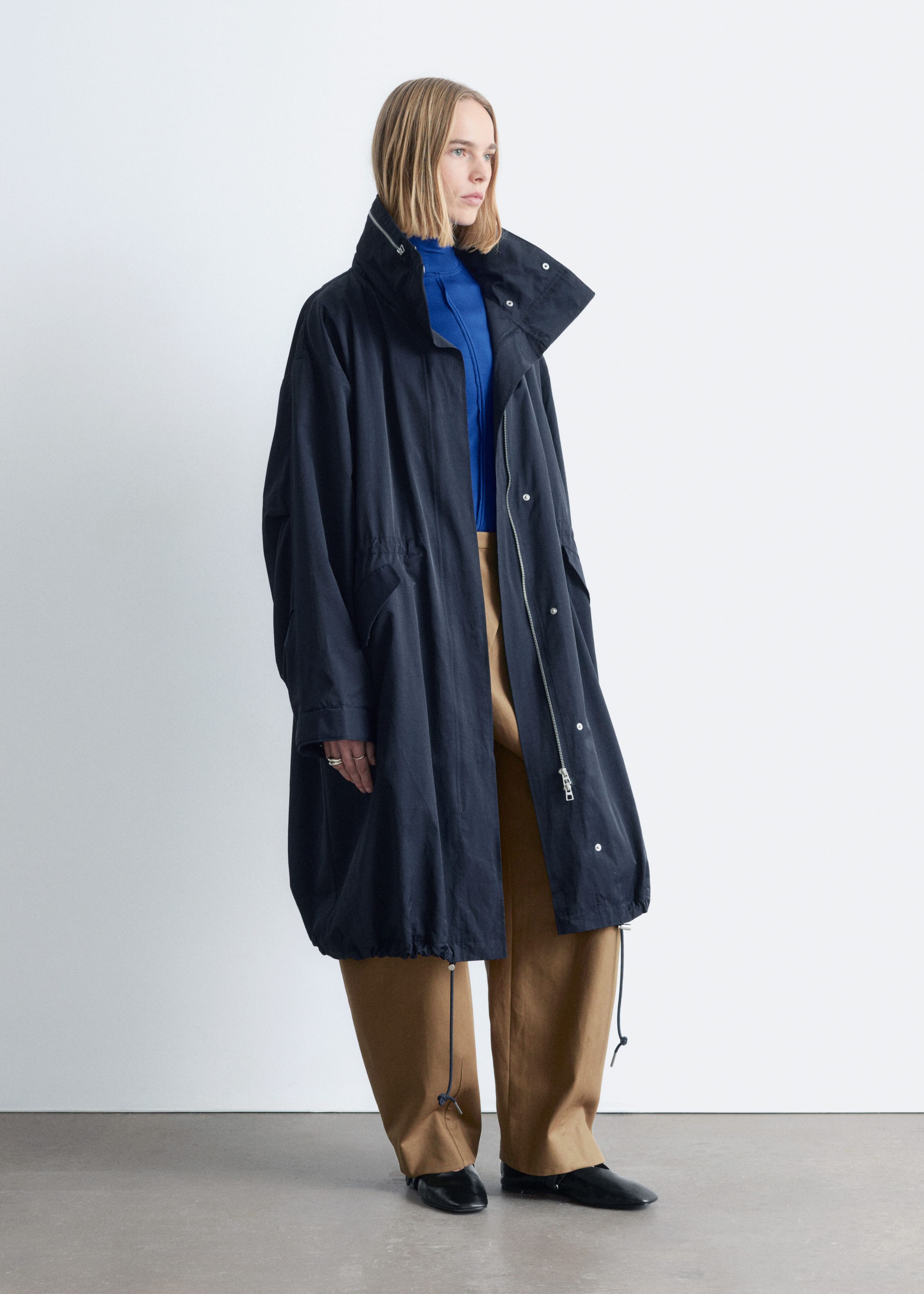 Image of Drawstring Parka Coat